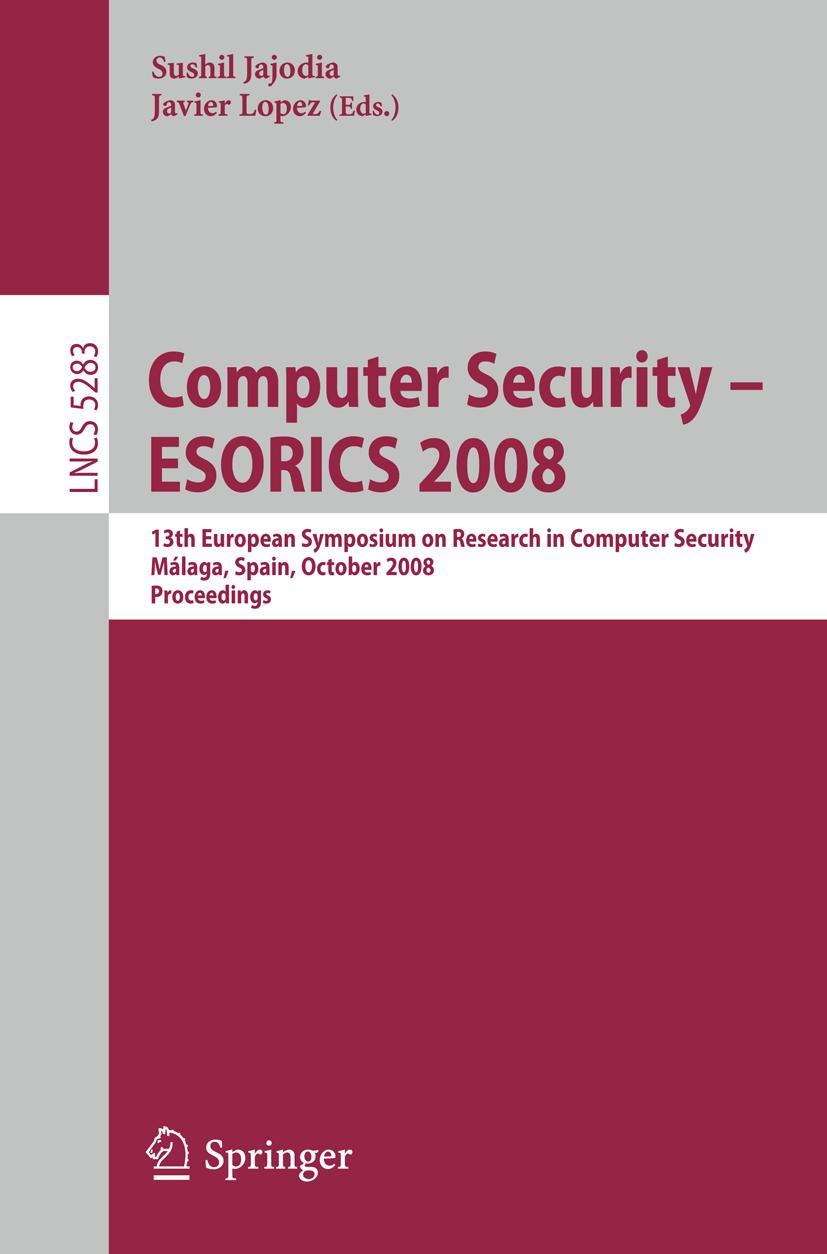 Vorderes Coverbild Computer Security - ESORICS 2008