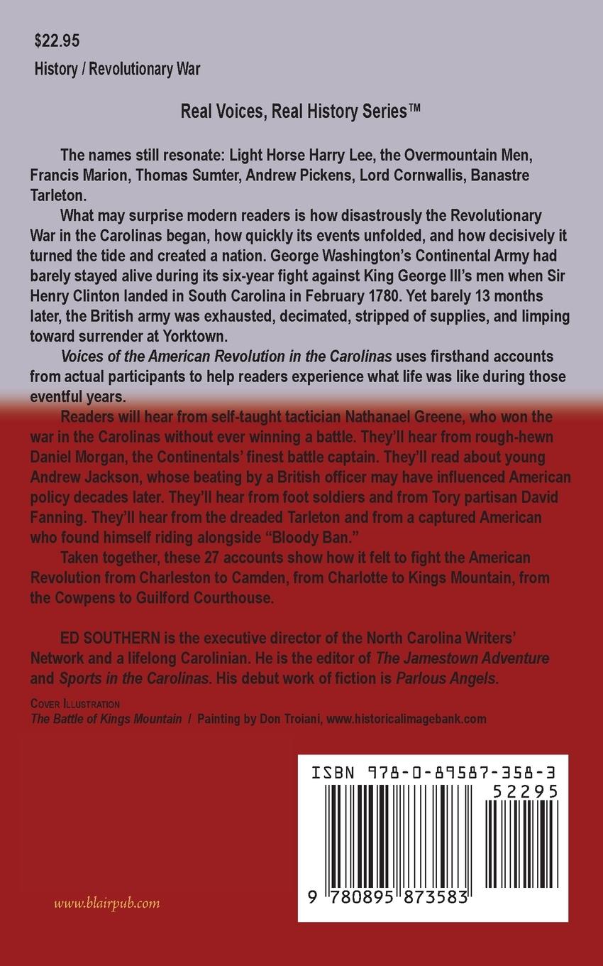 Rückseitencover Voices of the American Revolution in the Carolinas