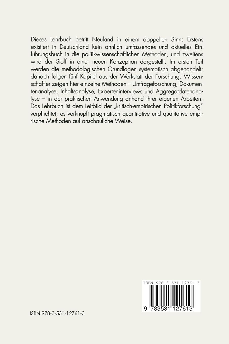 Rückseitencover Politikwissenschaftliche Methoden