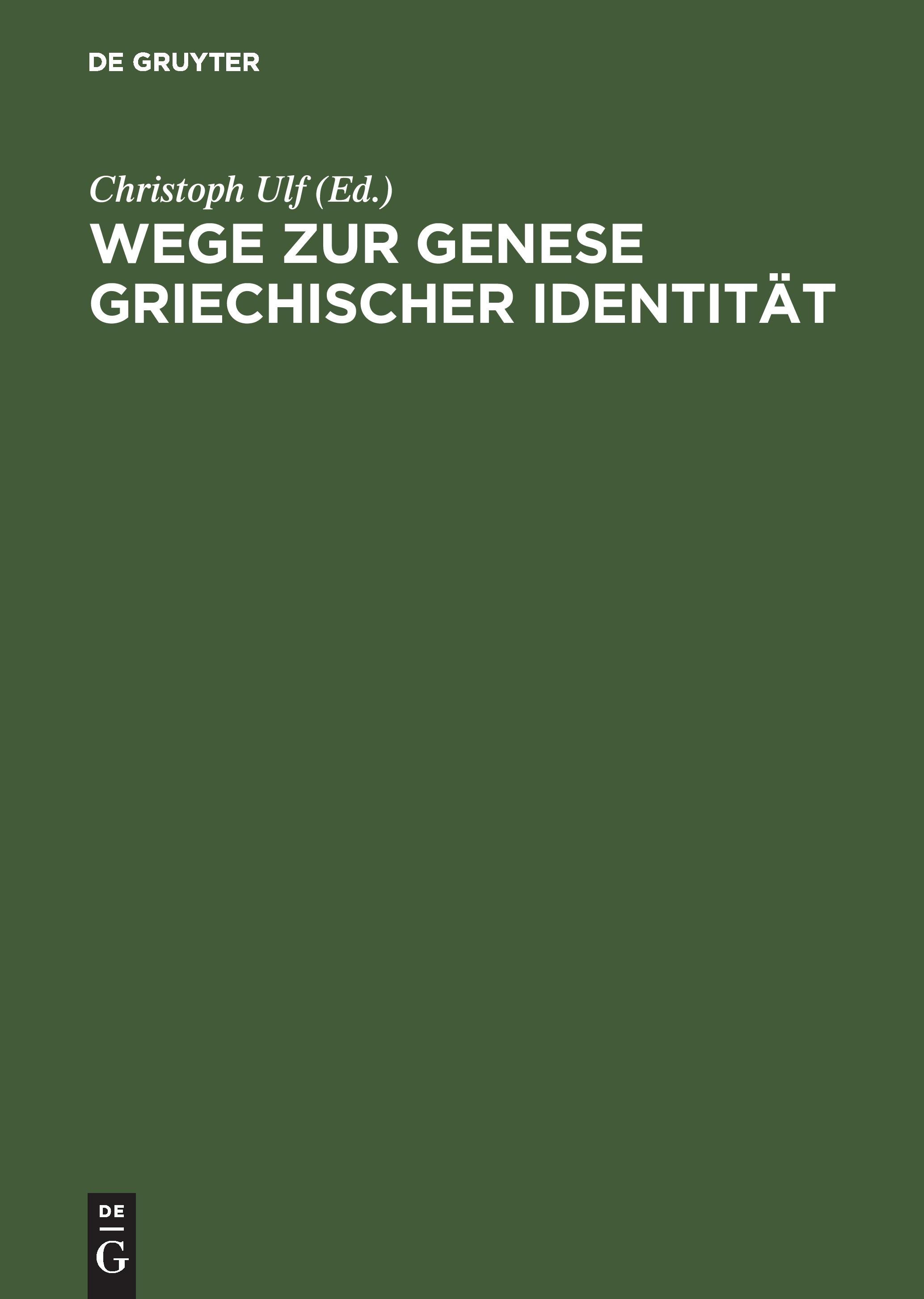 Vorderes Coverbild Wege zur Genese griechischer Identität
