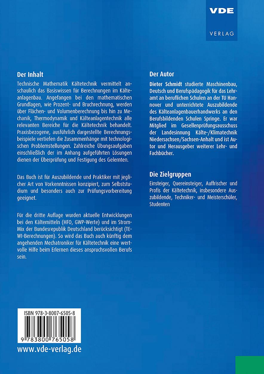 Rückseitencover Technische Mathematik Kältetechnik