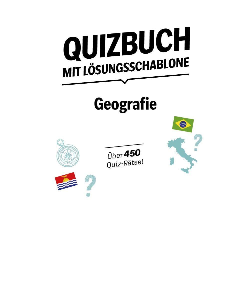 Beispielinhalt (Bild) Quizbuch mit Lösungsschablone Geografie