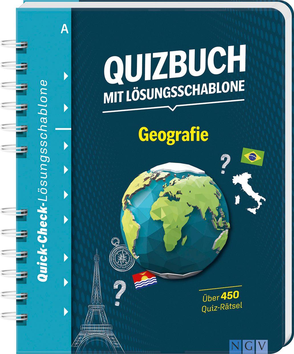 Vorderes Coverbild Quizbuch mit Lösungsschablone Geografie