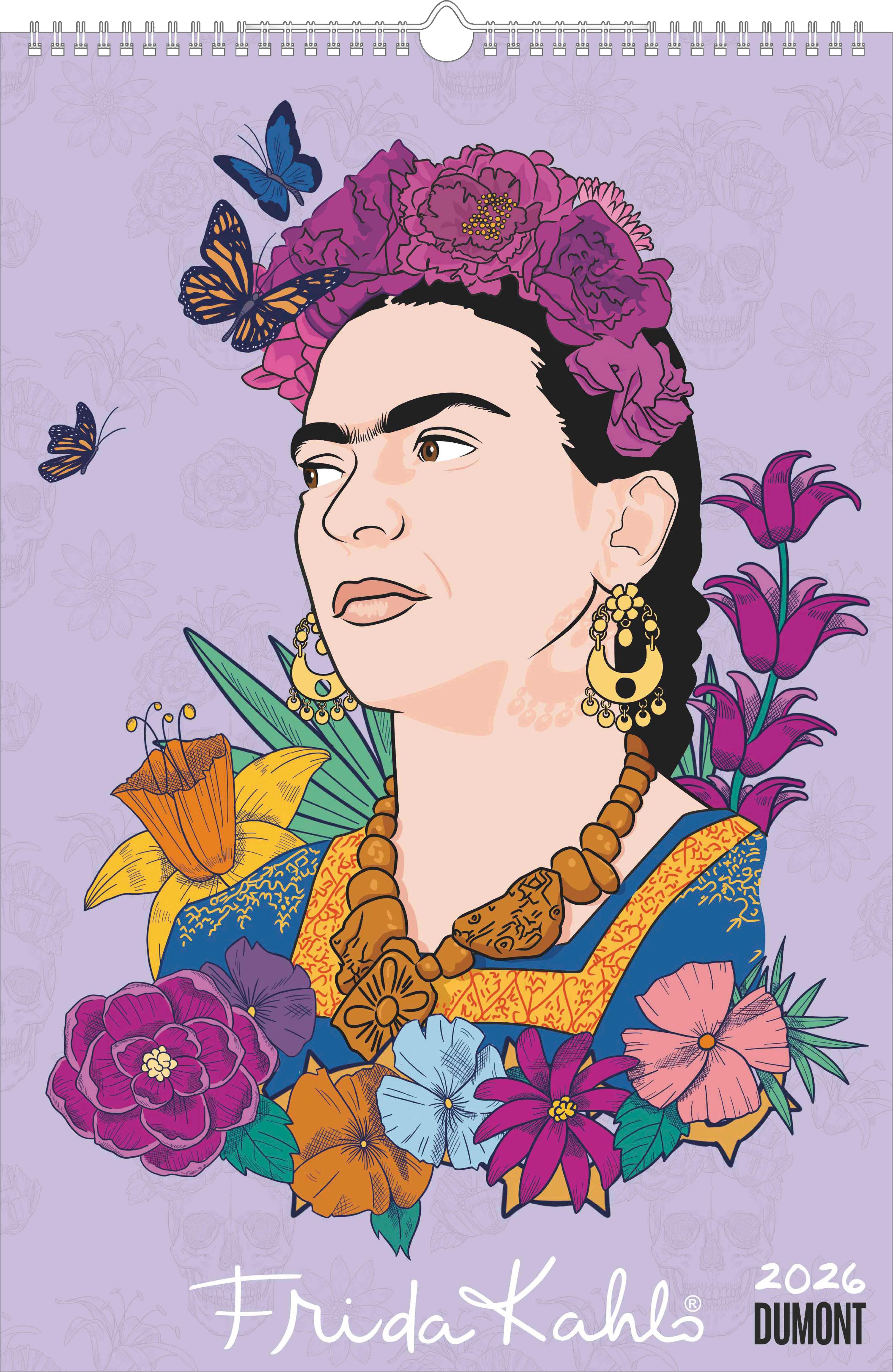 Vorderes Coverbild Frida Kahlo 2026 - Wandkalender - Hochformat 33 x 49,5 cm - Mit Spiralbindung