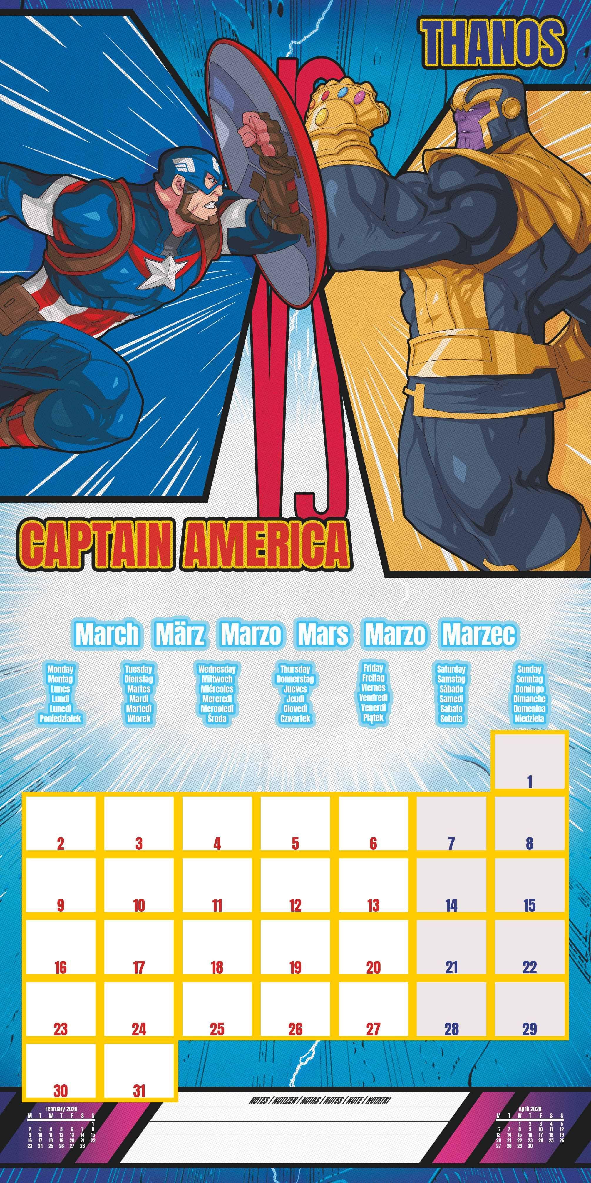 Beispielinhalt (Bild) MARVEL - Broschürenkalender im Format 30 x 30