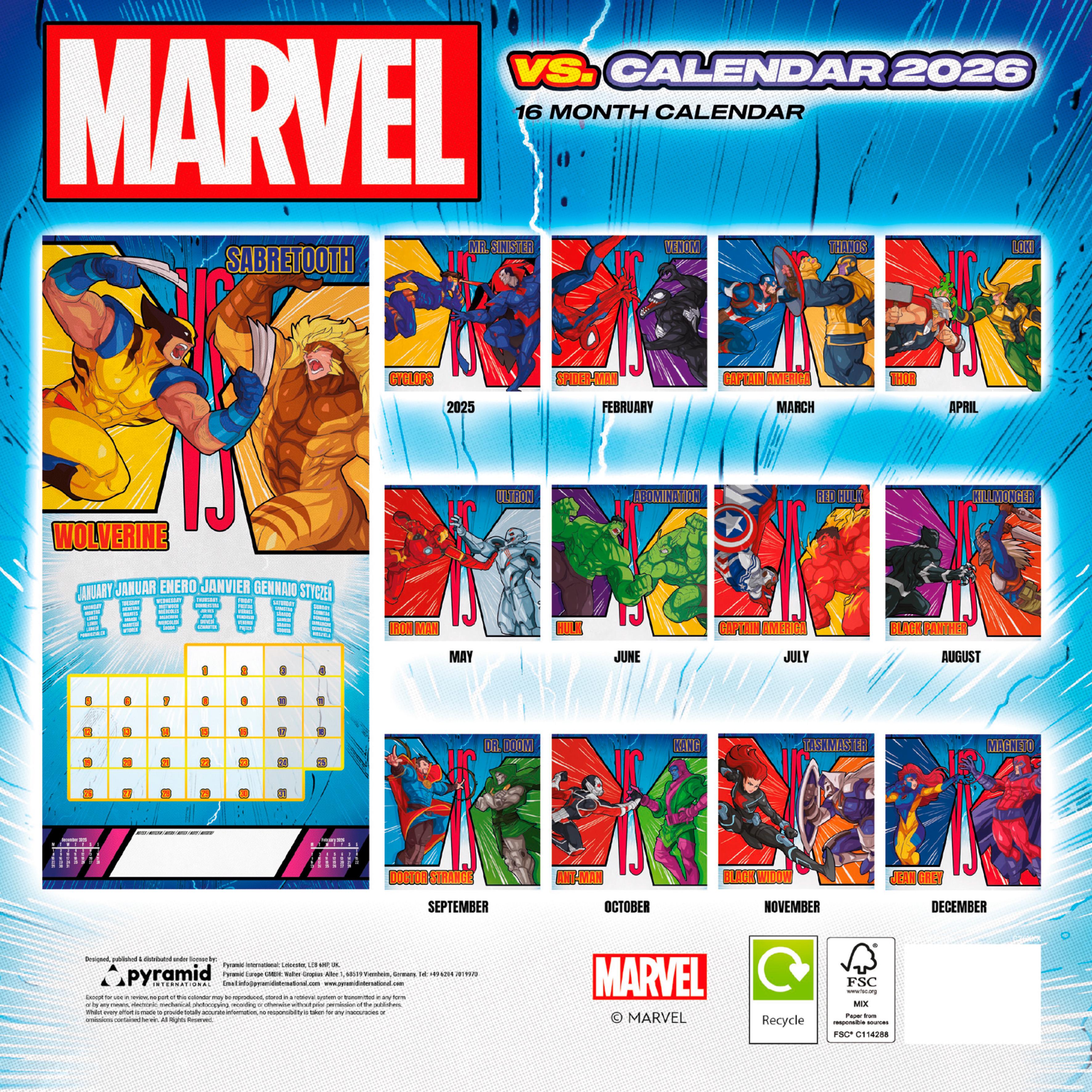 Rückseitencover MARVEL - Broschürenkalender im Format 30 x 30