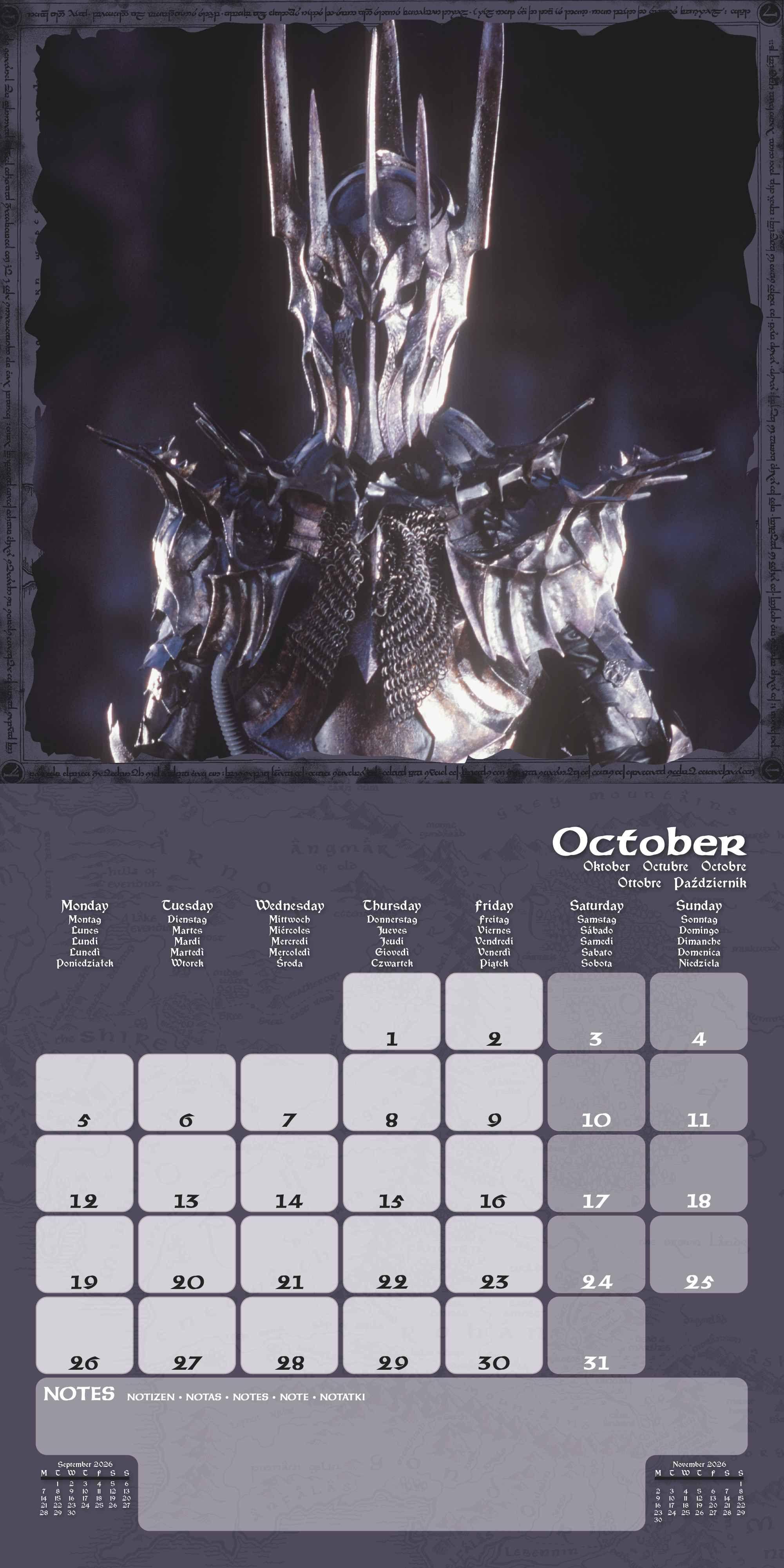 Beispielinhalt (Bild) LORD OF THE RINGS - Broschürenkalender 30 x 30