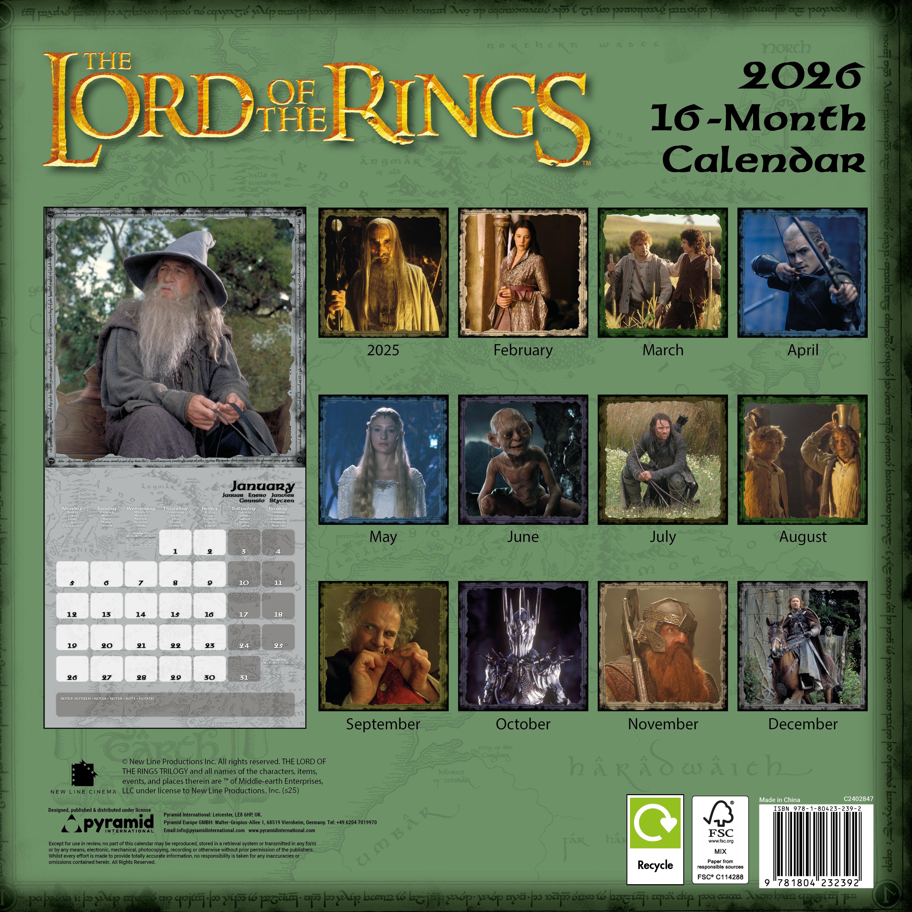 Rückseitencover LORD OF THE RINGS - Broschürenkalender 30 x 30