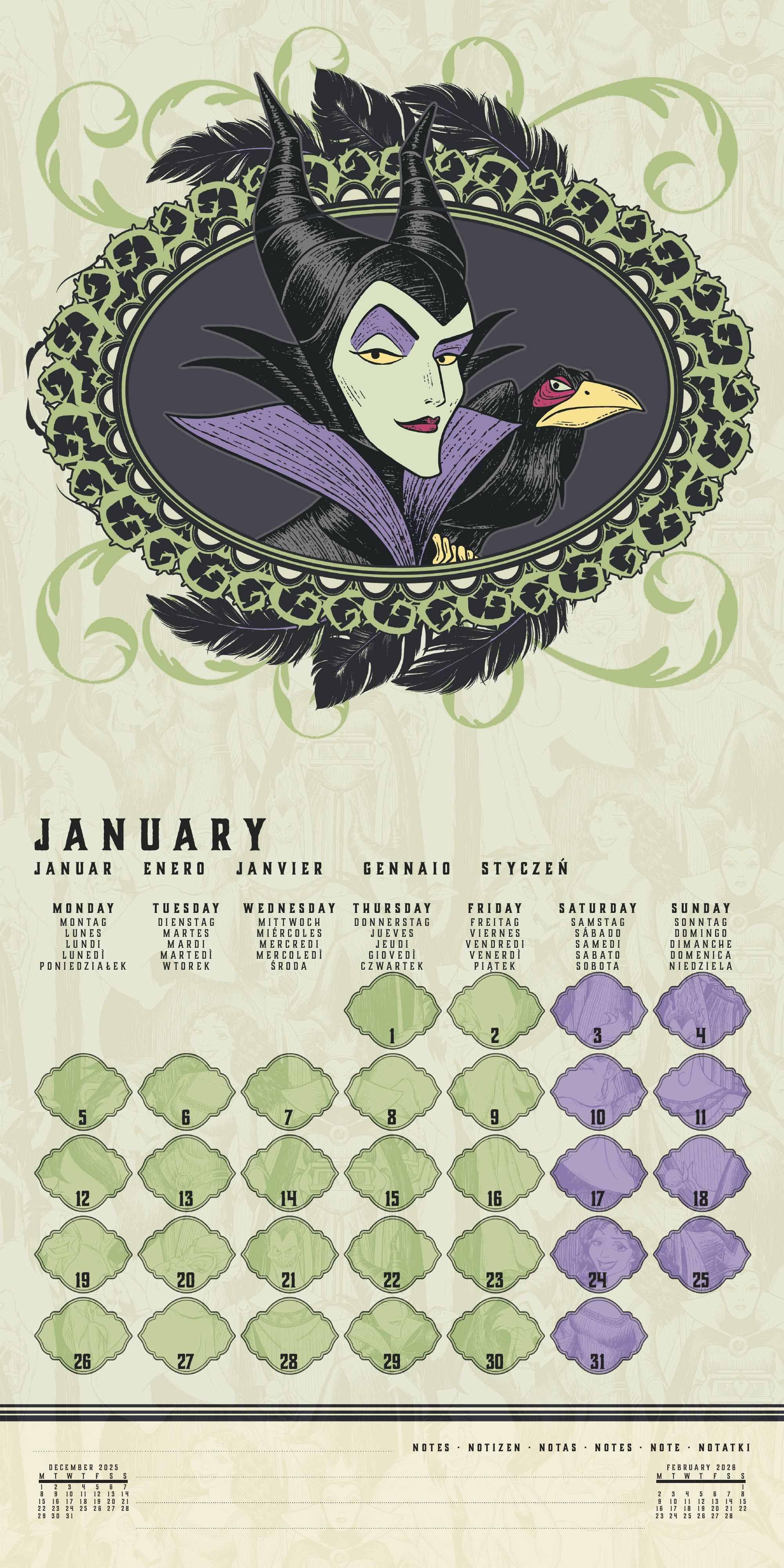 Beispielinhalt (Bild) DISNEY VILLAINS - Broschürenkalender im Format 30 x 30