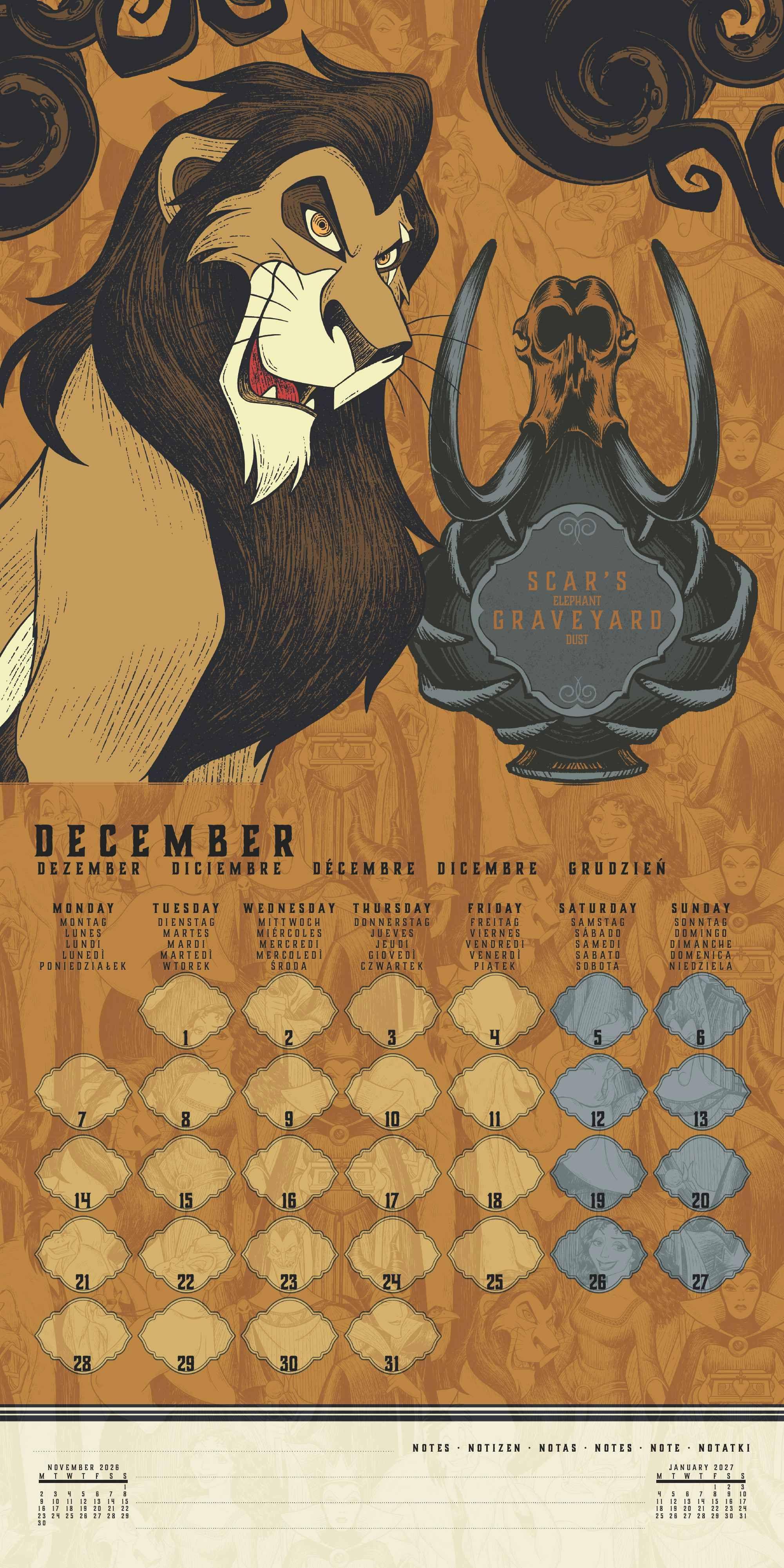 Beispielinhalt (Bild) DISNEY VILLAINS - Broschürenkalender im Format 30 x 30