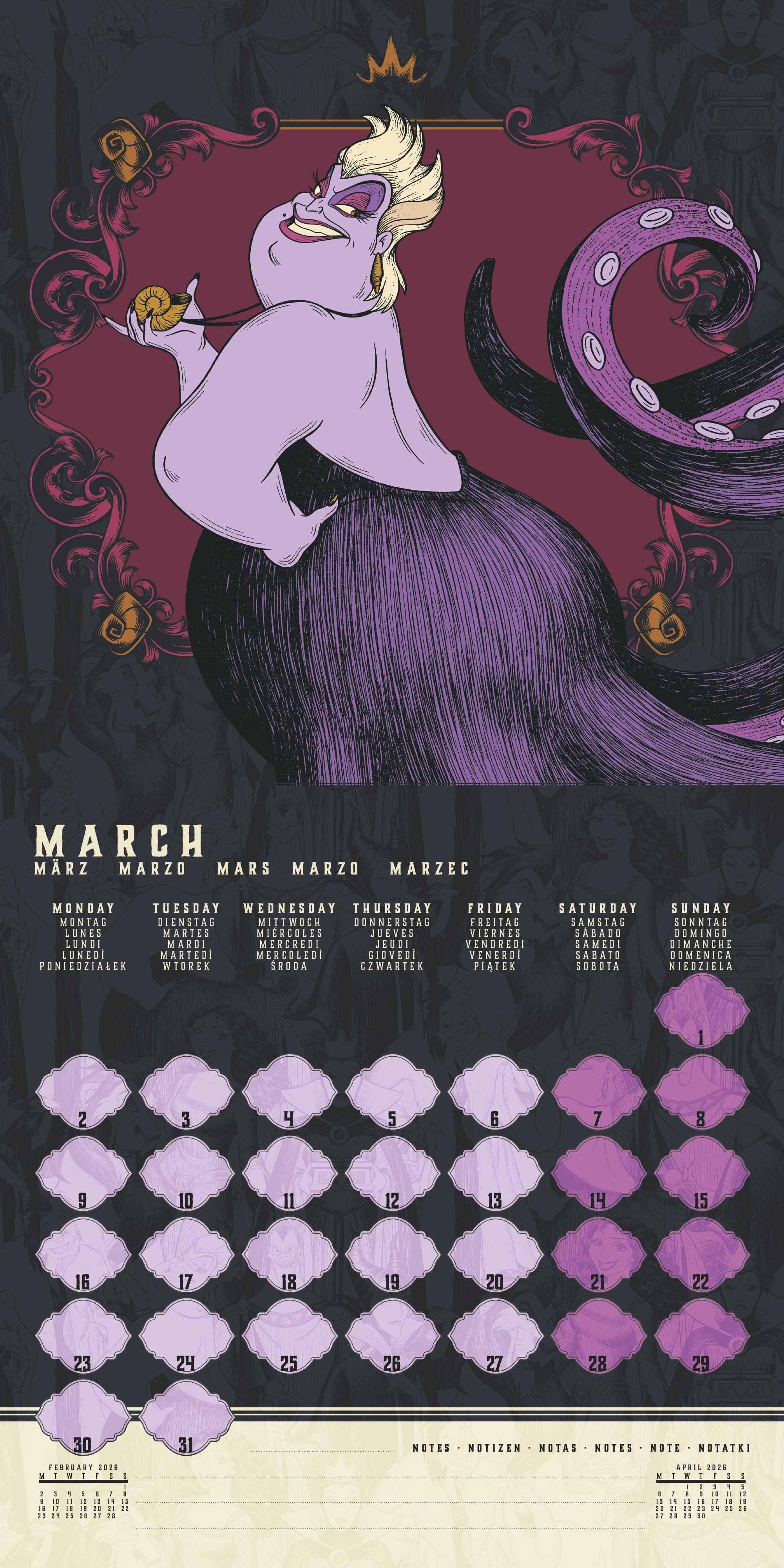 Beispielinhalt (Bild) DISNEY VILLAINS - Broschürenkalender im Format 30 x 30