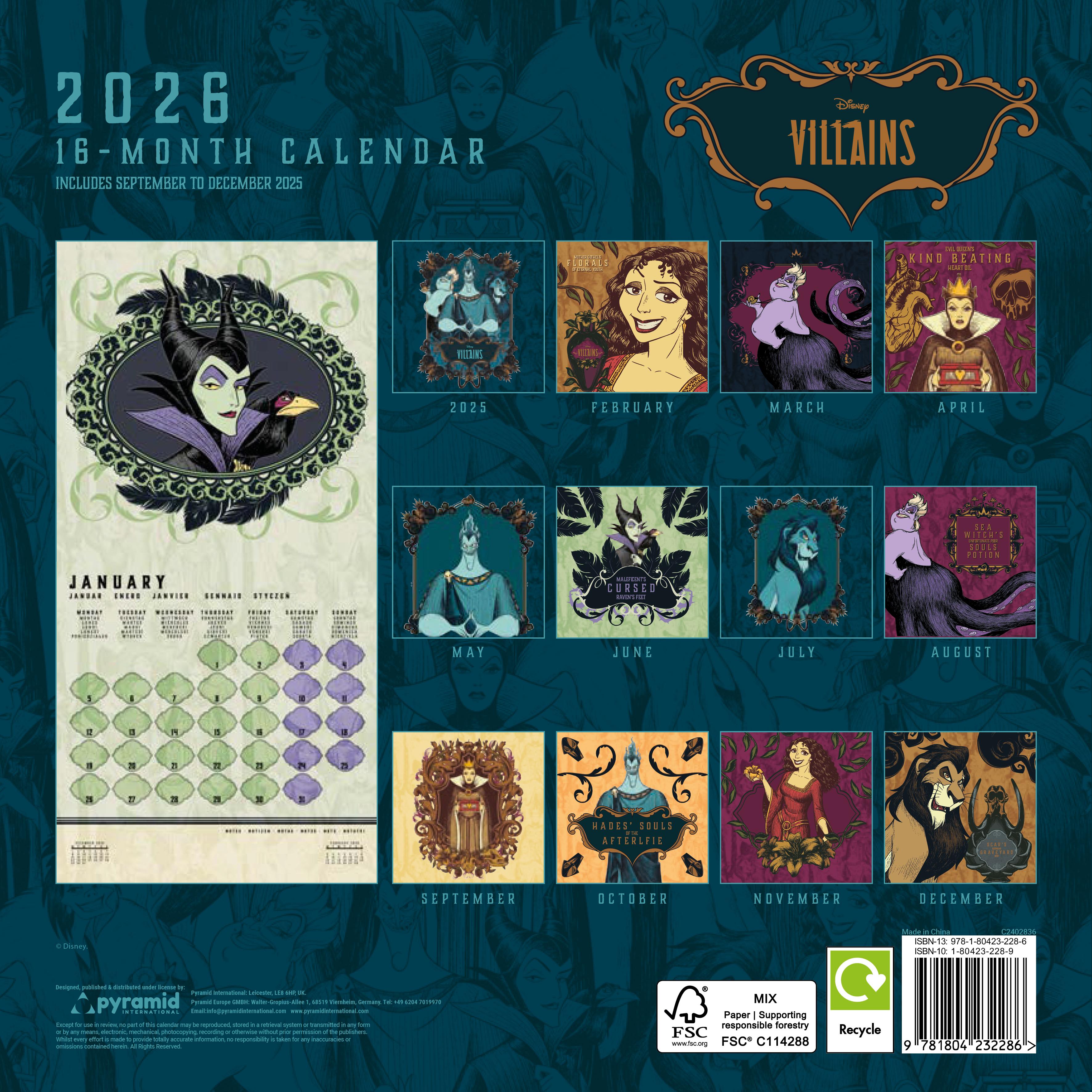 Rückseitencover DISNEY VILLAINS - Broschürenkalender im Format 30 x 30