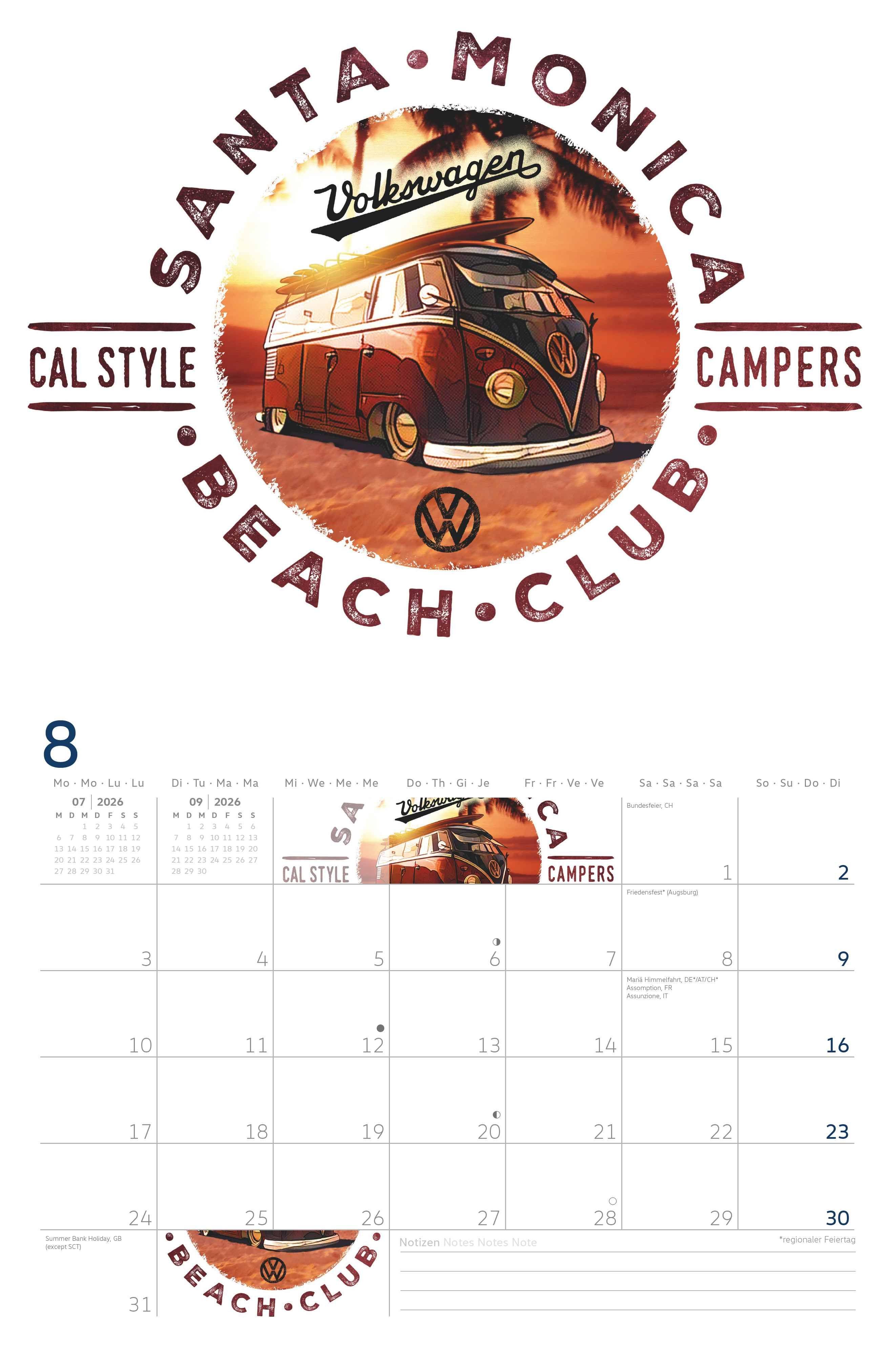 Beispielinhalt (Bild) VW Broschürenkalender 2026 mit Illustrationen