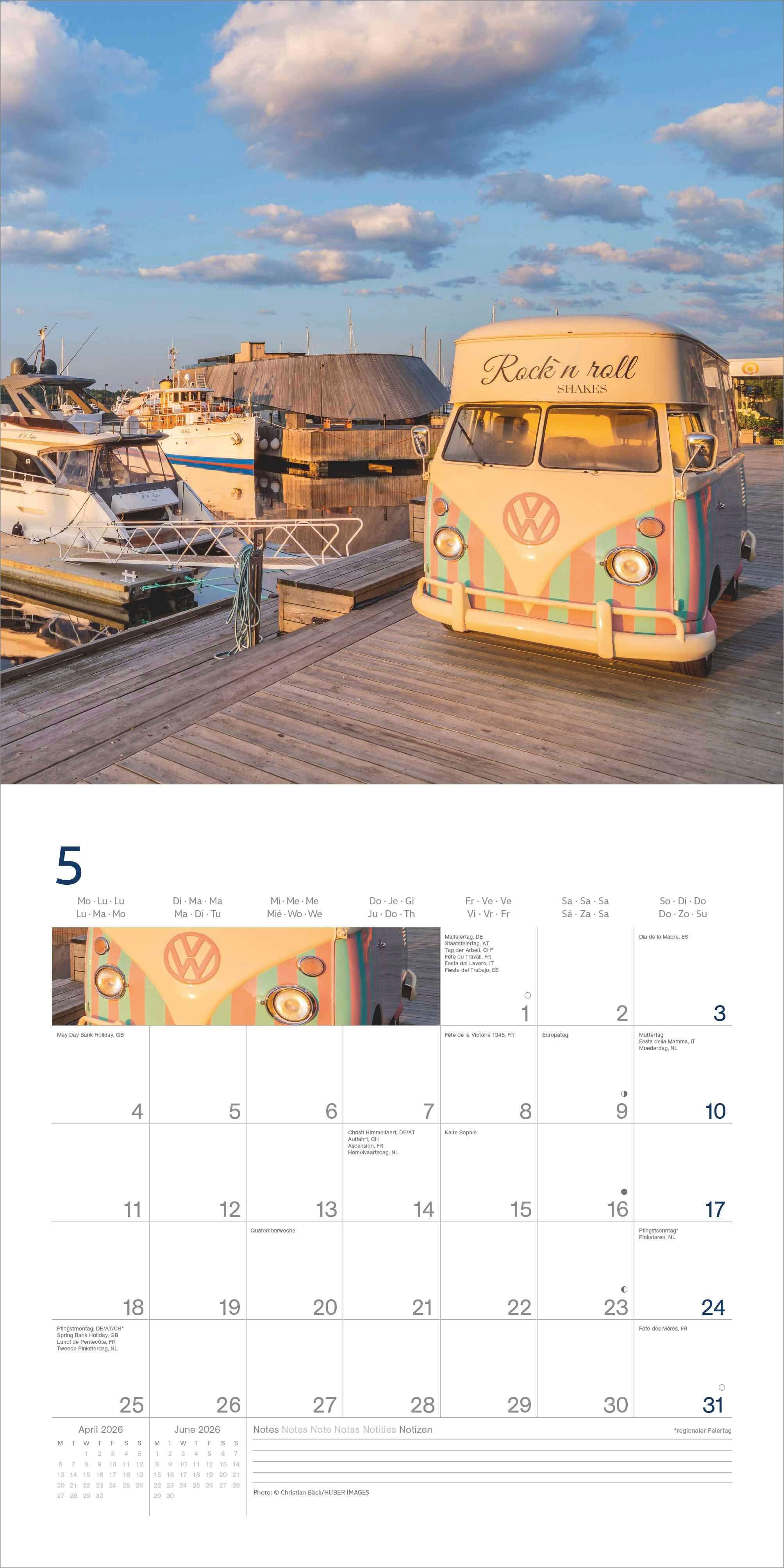Beispielinhalt (Bild) Volkswagen Bulli Kalender 2026