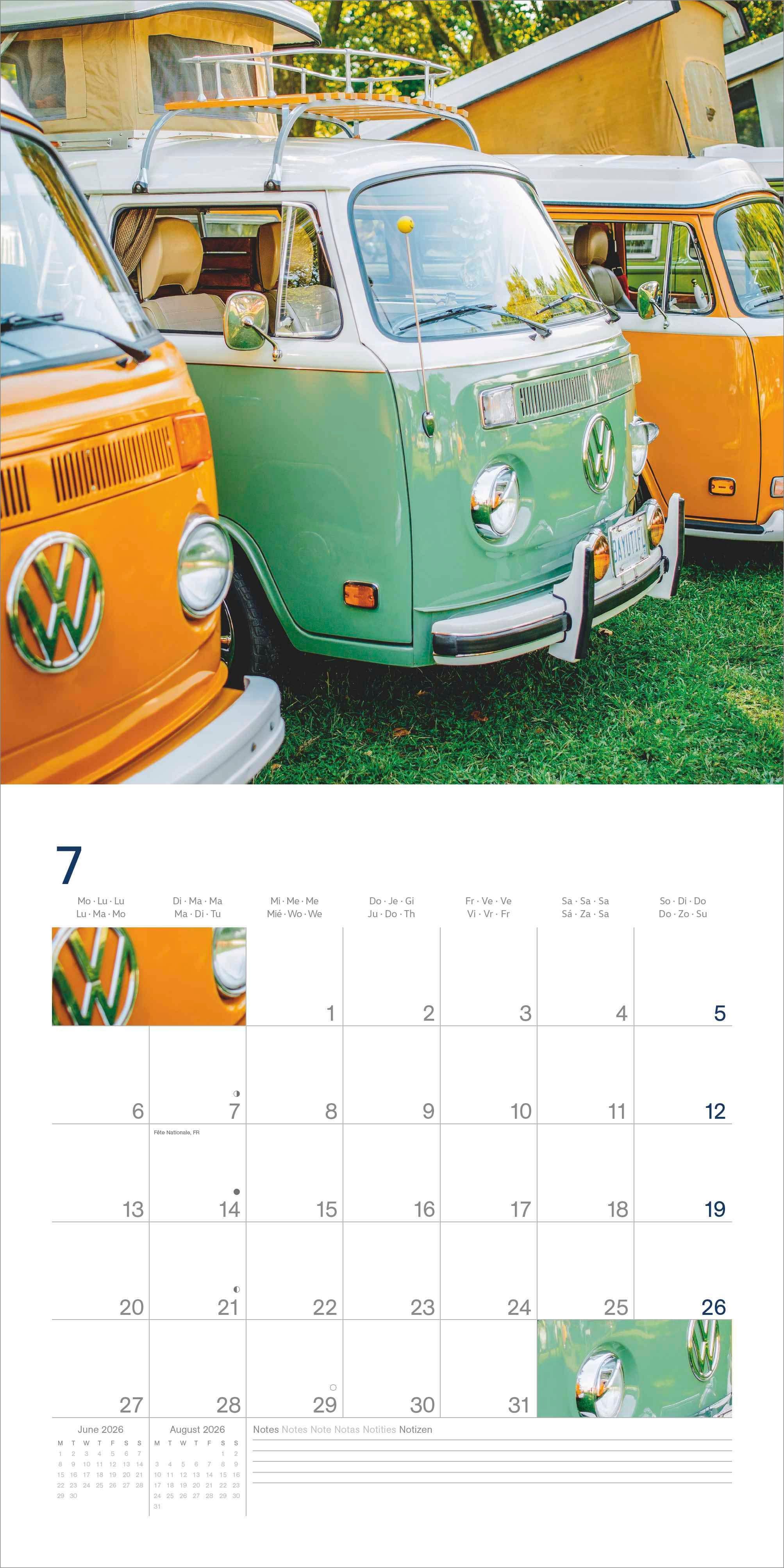 Beispielinhalt (Bild) Volkswagen Bulli Kalender 2026