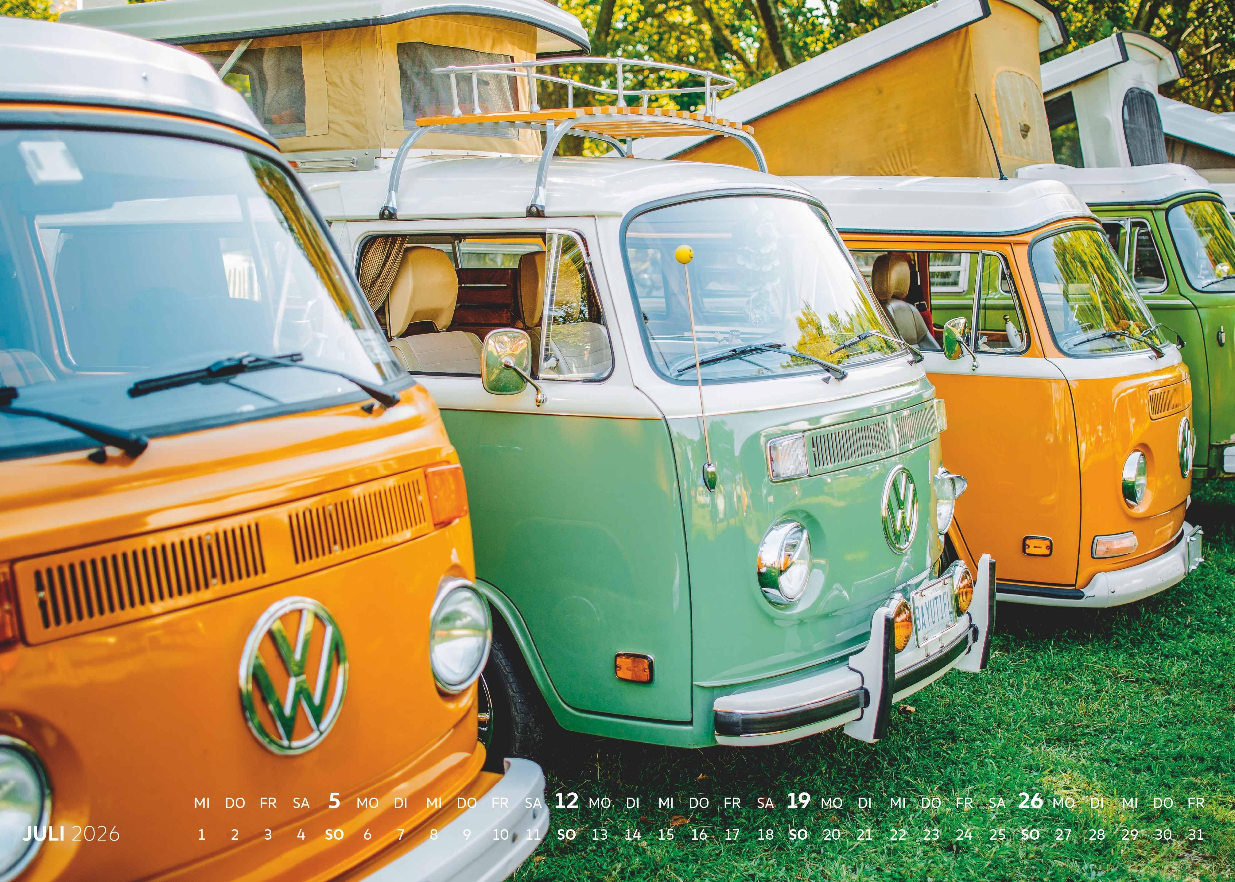 Beispielinhalt (Bild) Volkswagen Bulli Kalender 2026