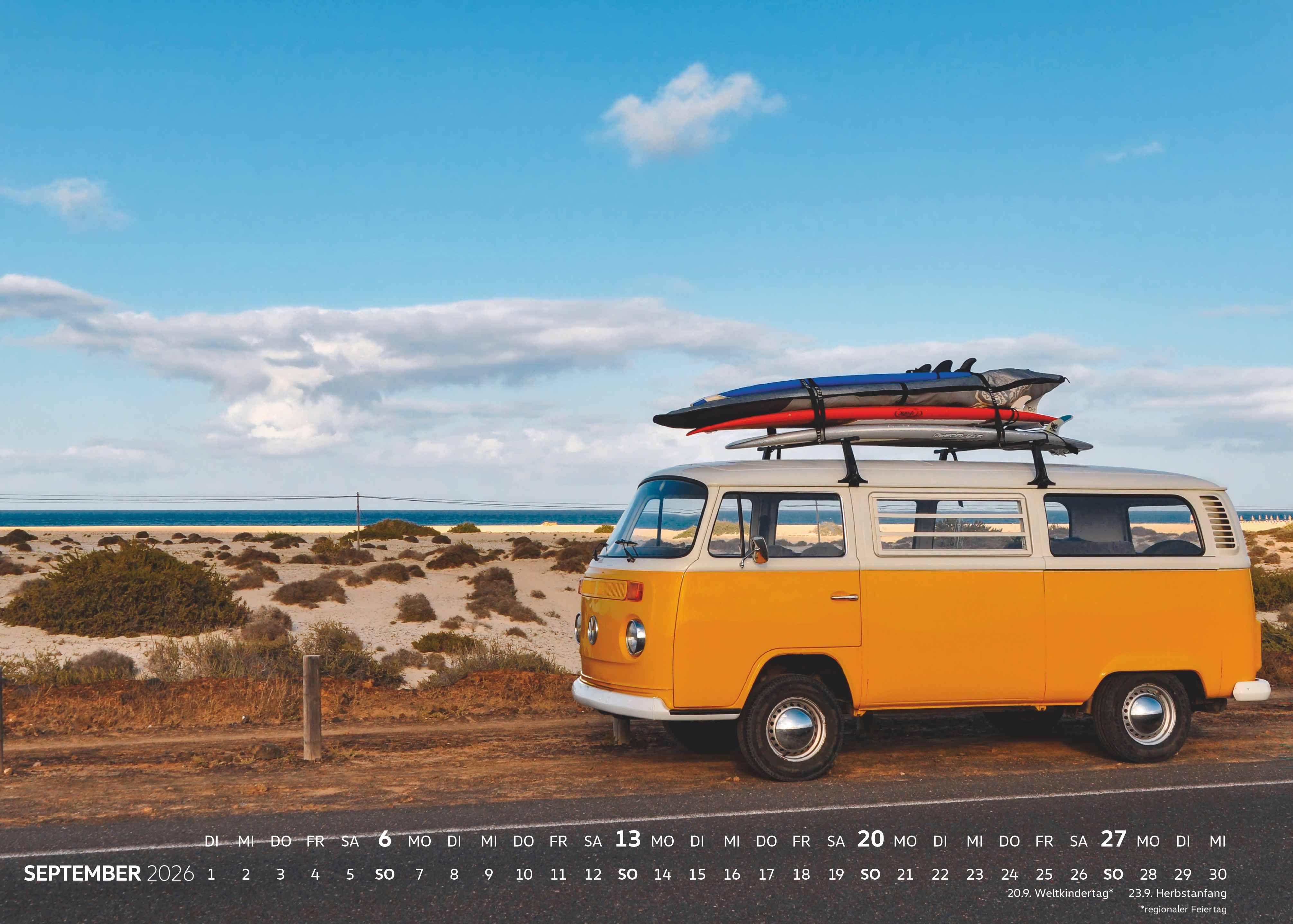 Beispielinhalt (Bild) Volkswagen Bulli Kalender 2026