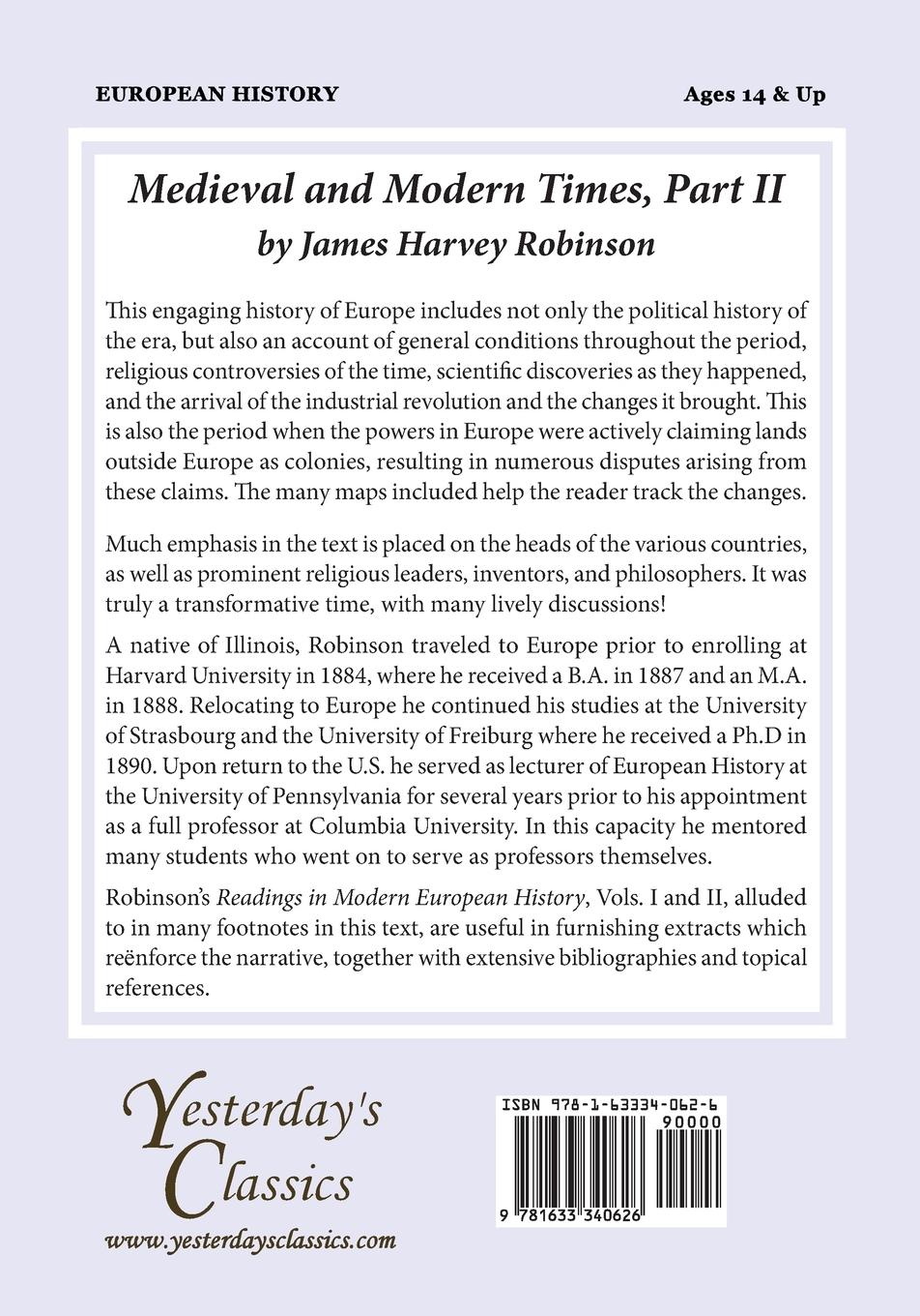 Rückseitencover Medieval and Modern Times, Part II (Yesterday's Classics)