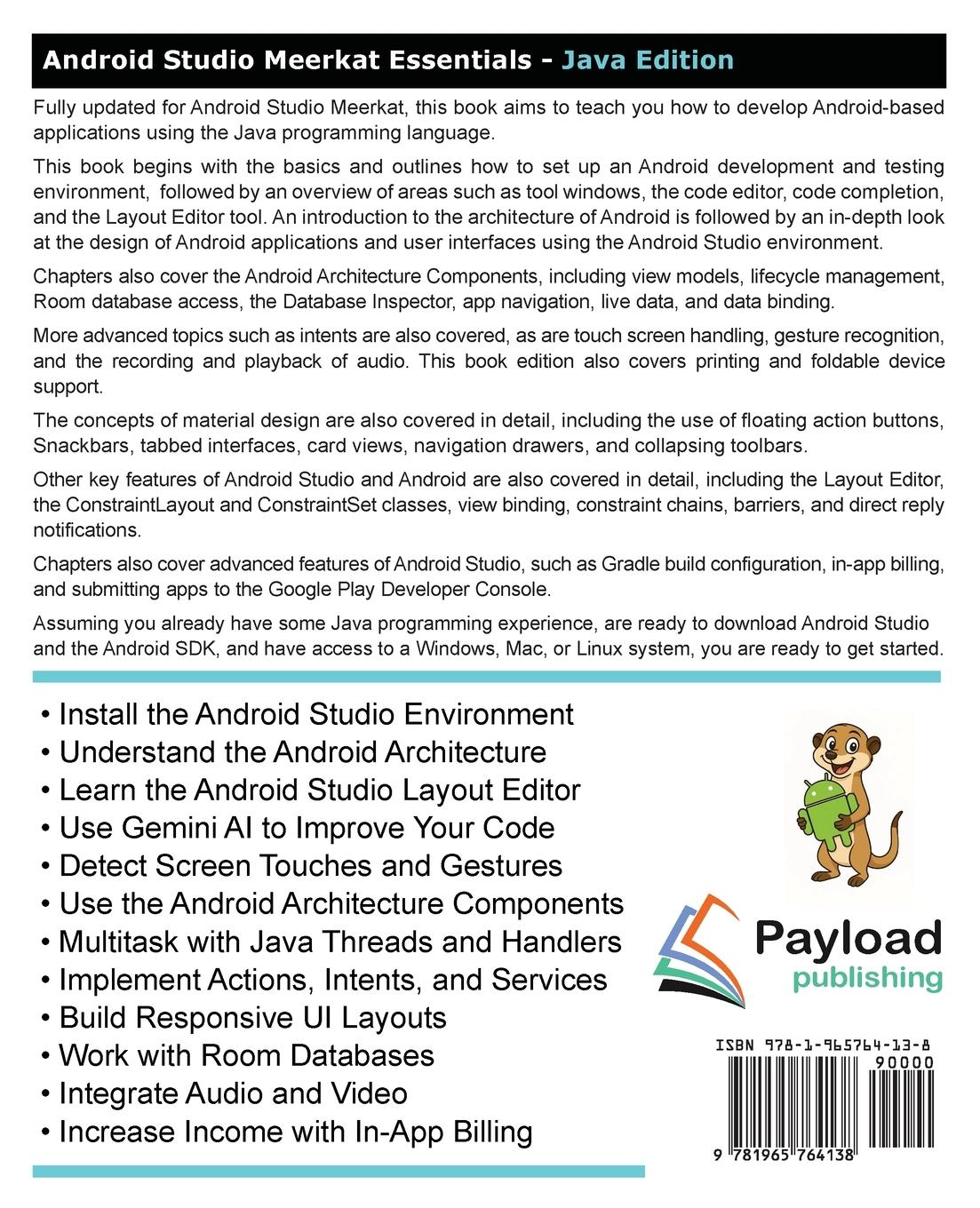 Rückseitencover Android Studio Meerkat Essentials - Java Edition