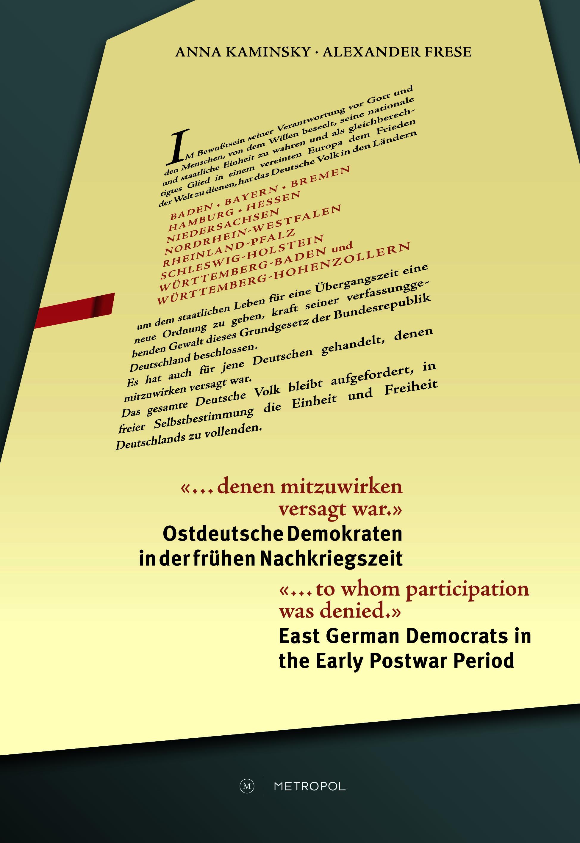 Vorderes Coverbild "... denen mitzuwirken versagt war." / "... to whom participation was denied."