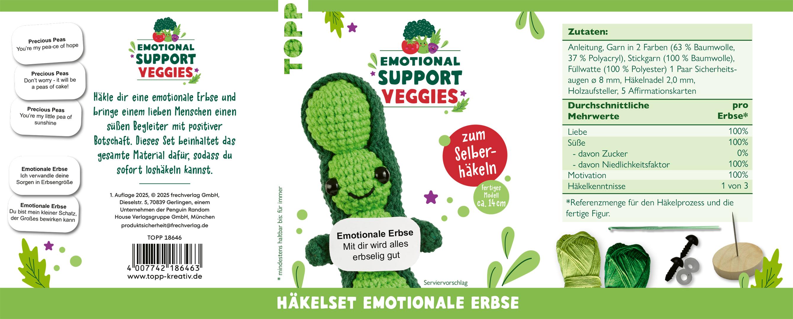 Beispielinhalt (Bild) Emotional Support Veggies Häkelset Erbse