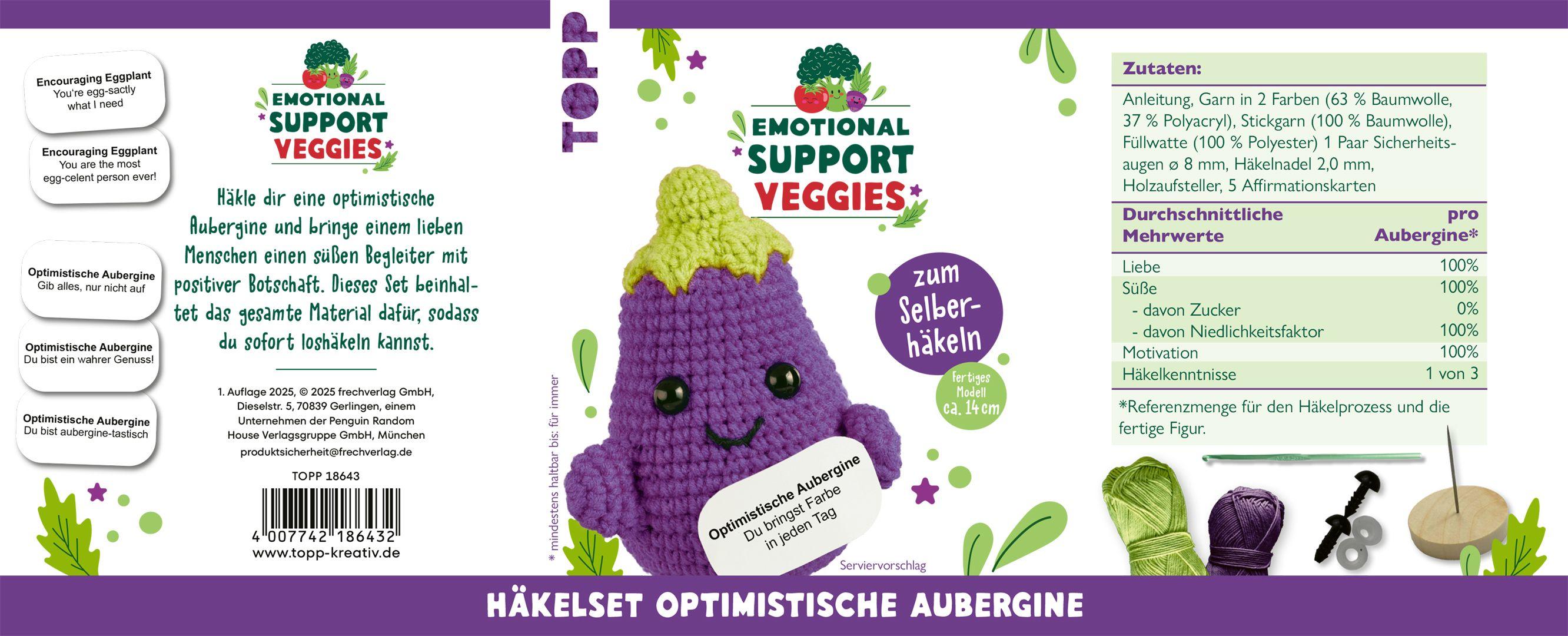 Beispielinhalt (Bild) Emotional Support Veggies Häkelset Aubergine