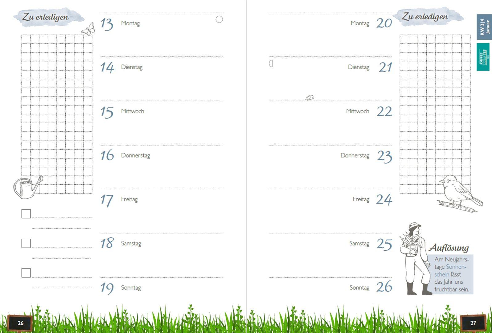 Beispielinhalt (Bild) Durchs Jahr 2026 mit KAFFEE ODER TEE