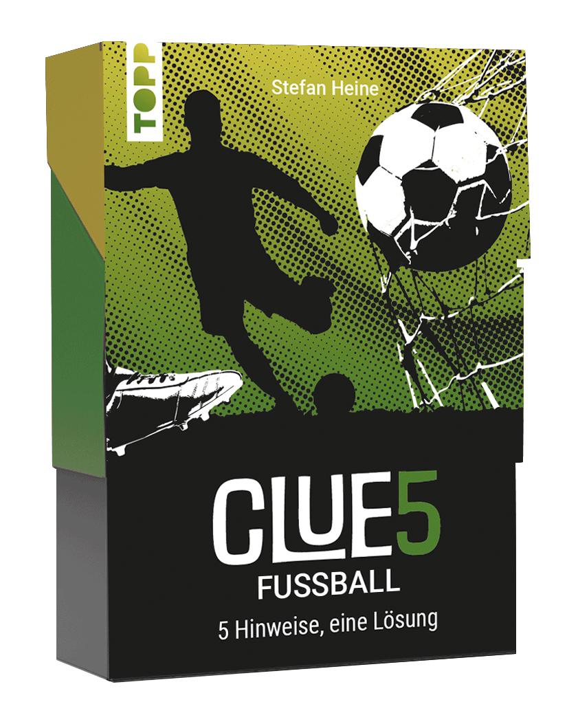 Vorderes Coverbild CLUE5 #Fußball. 5 Hinweise, nur eine Lösung. Das Trend-Quiz für deine Tasche