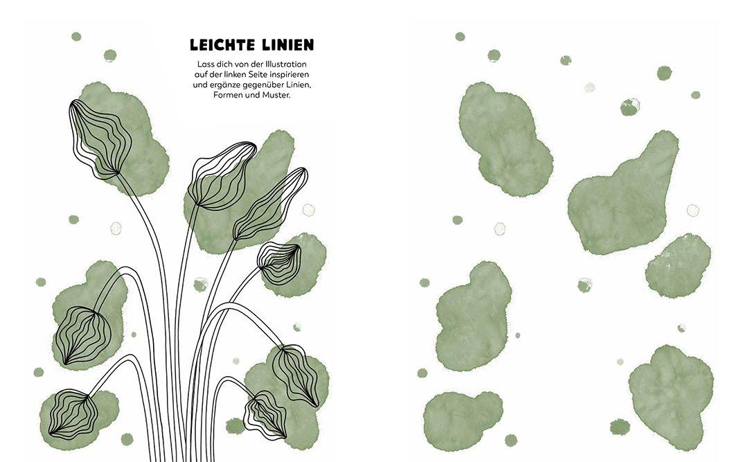 Beispielinhalt (Bild) Achtsam zeichnen. Kreativbuch zum Reinzeichnen inkl. Fineliner!