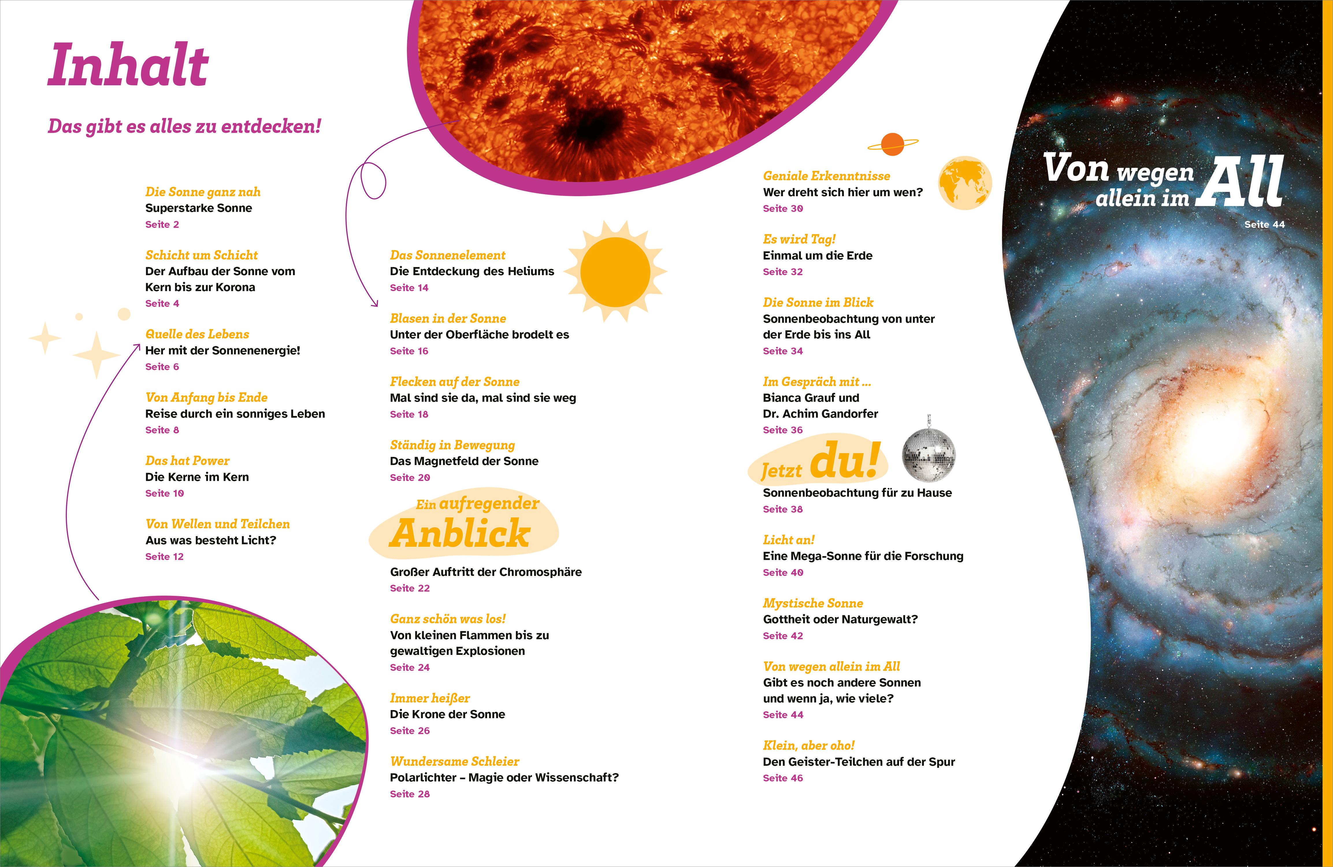 Beispielinhalt (Bild) WAS IST WAS Die Sonne. Megaheiß und superhell!