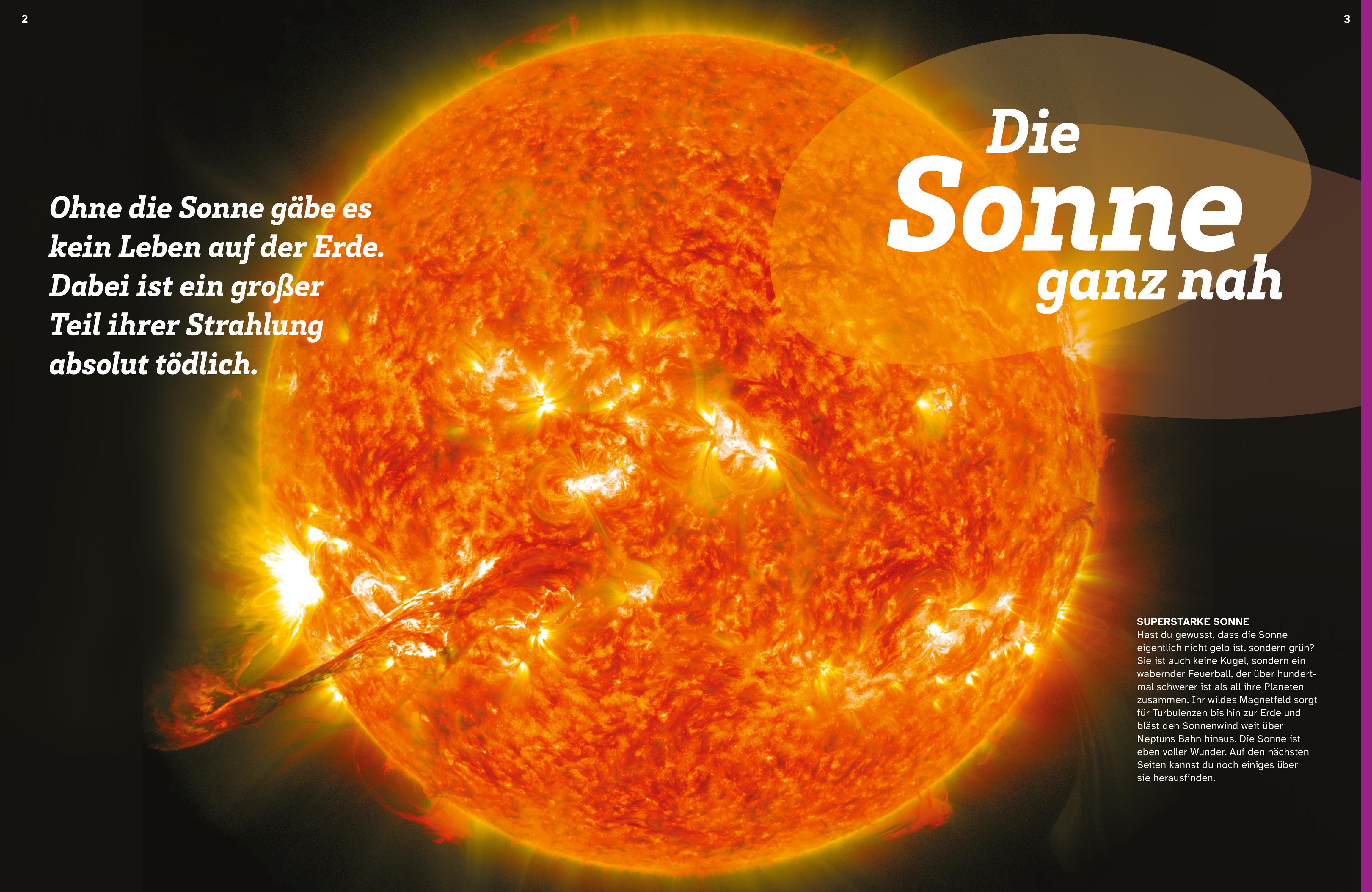 Beispielinhalt (Bild) WAS IST WAS Die Sonne. Megaheiß und superhell!