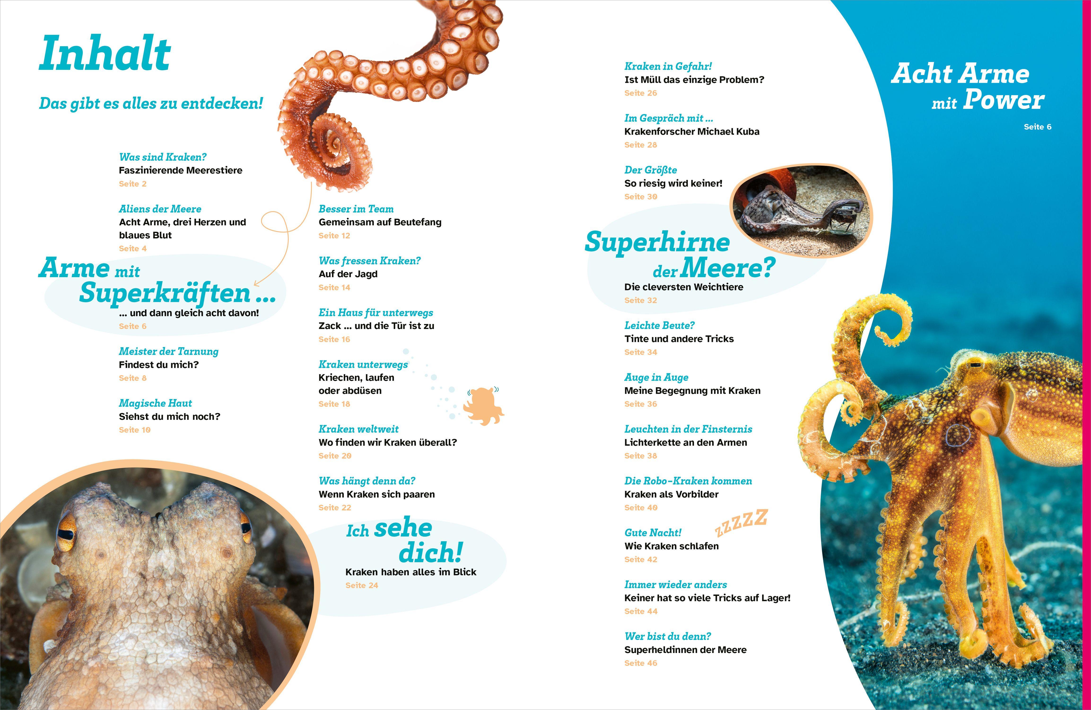 Beispielinhalt (Bild) WAS IST WAS Kraken. Acht Arme und drei Herzen