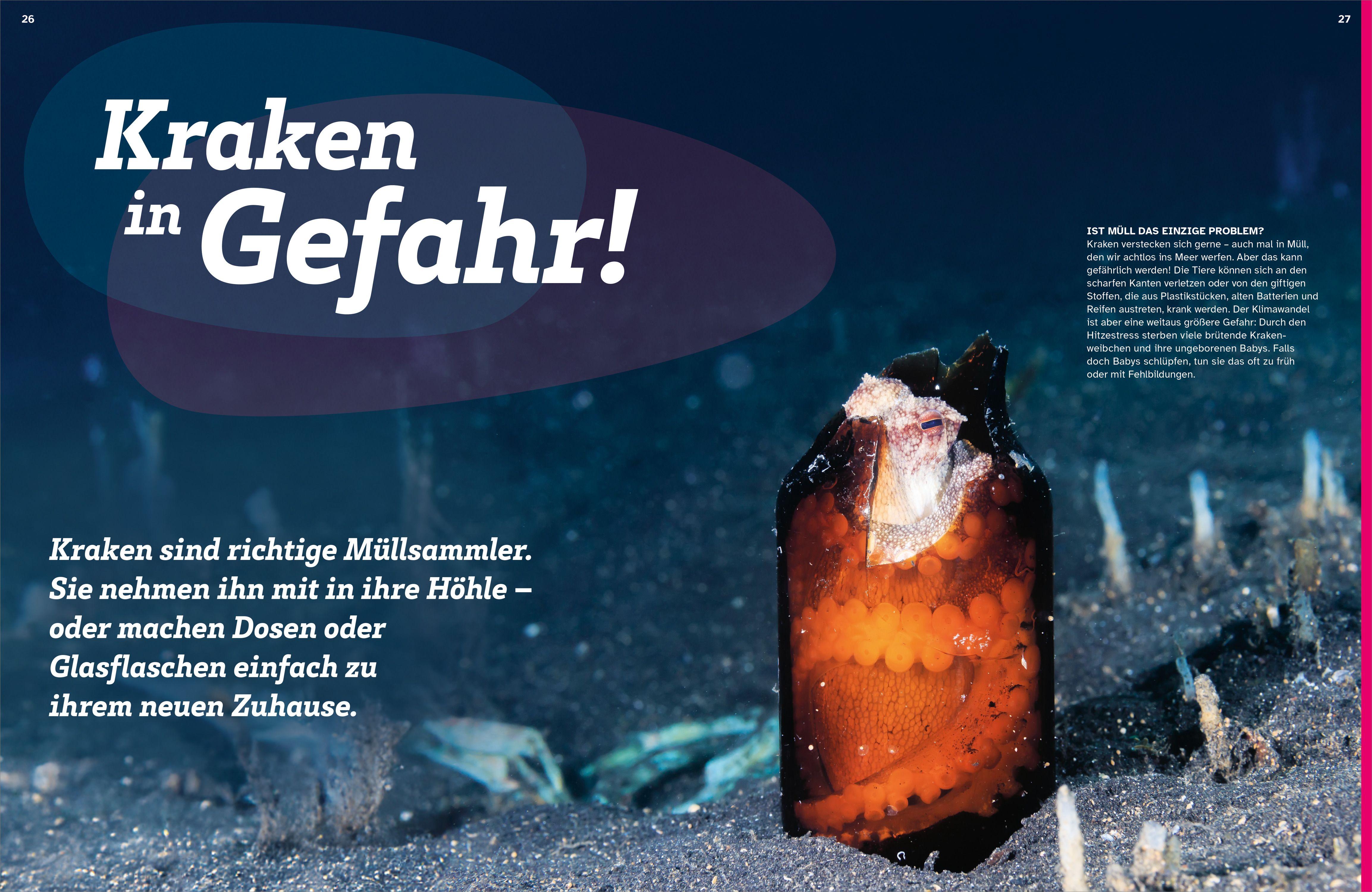 Beispielinhalt (Bild) WAS IST WAS Kraken. Acht Arme und drei Herzen