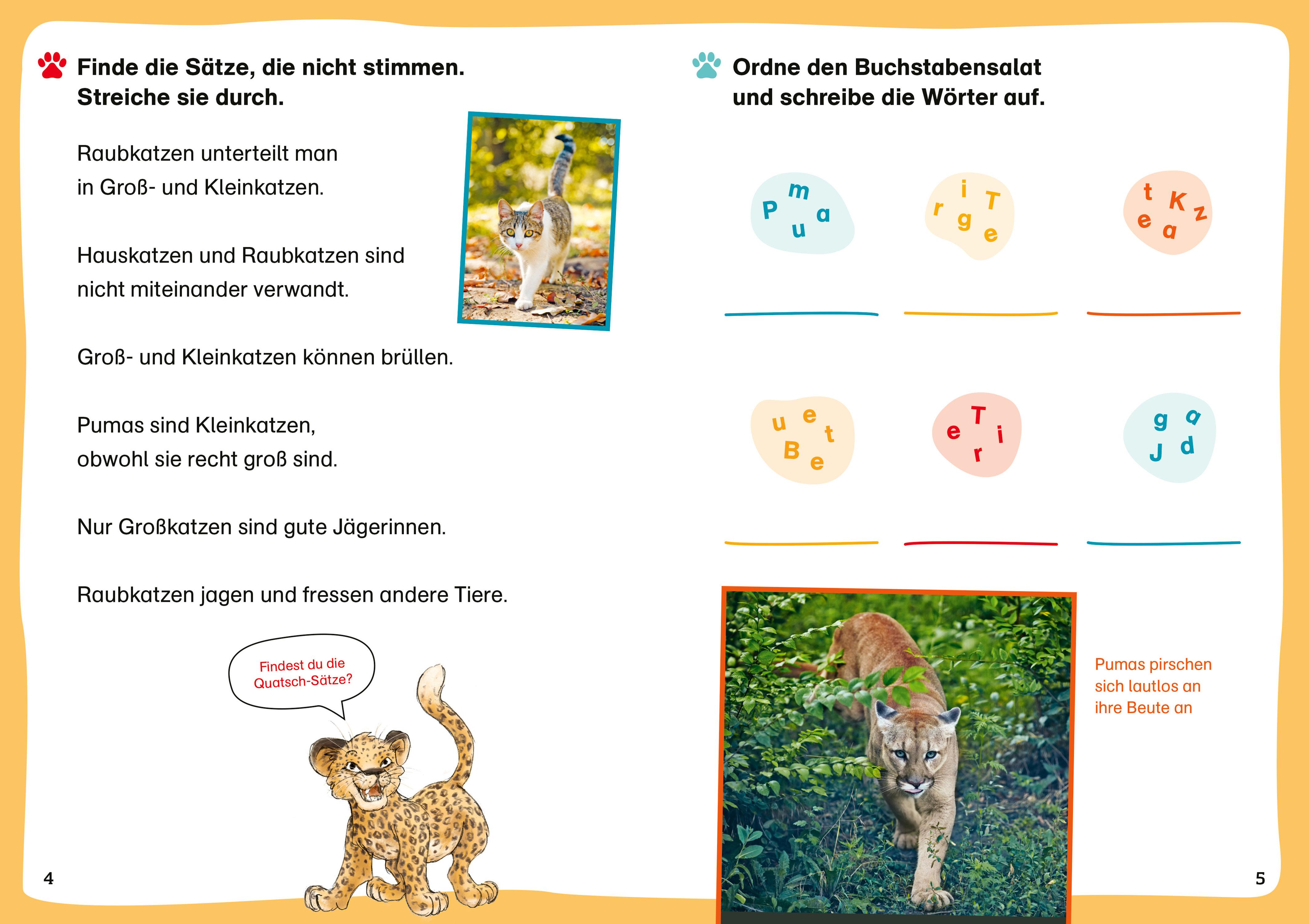 Beispielinhalt (Bild) WAS IST WAS Erst.Lesen/Leserätsel Raubkatzen