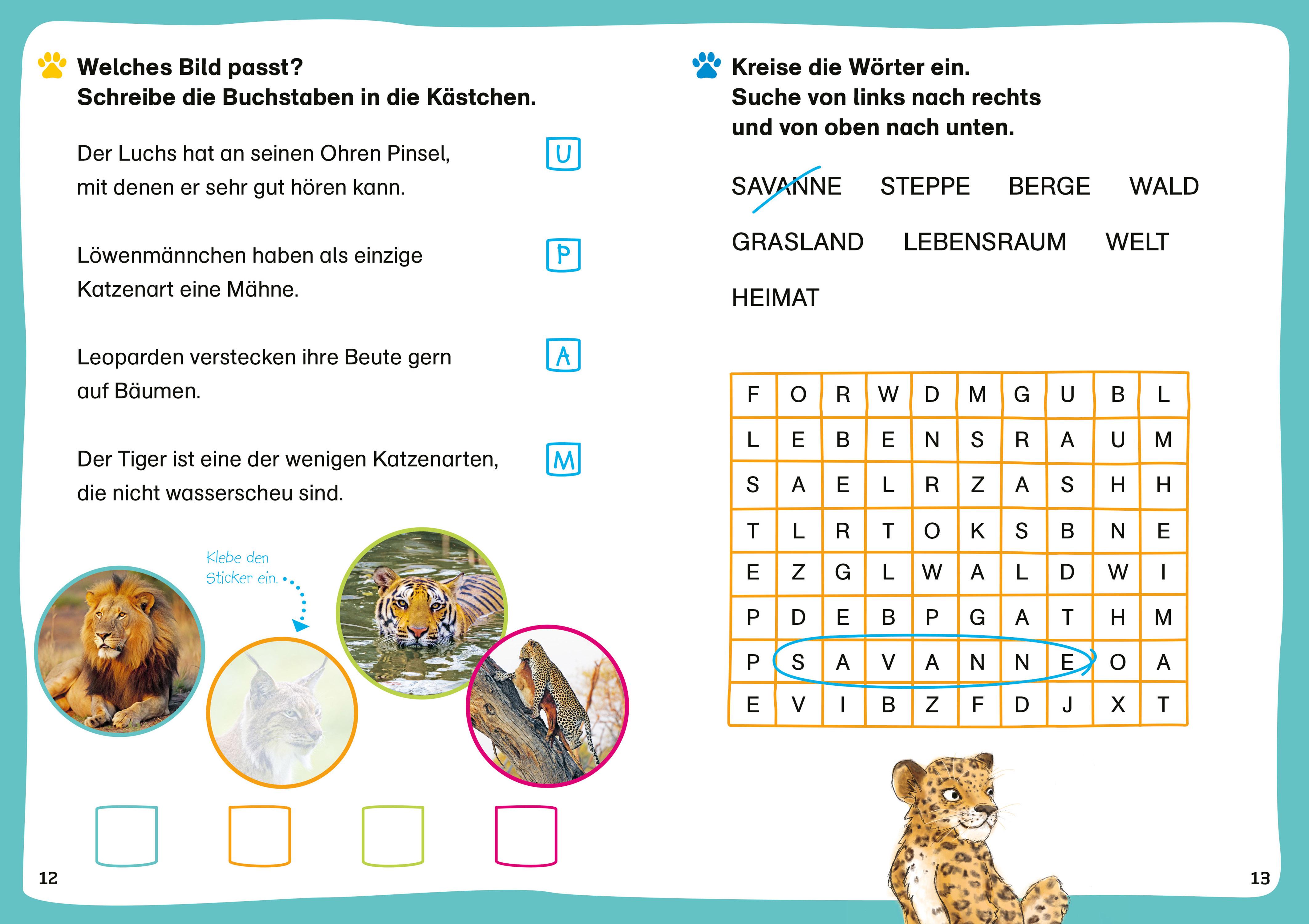 Beispielinhalt (Bild) WAS IST WAS Erst.Lesen/Leserätsel Raubkatzen