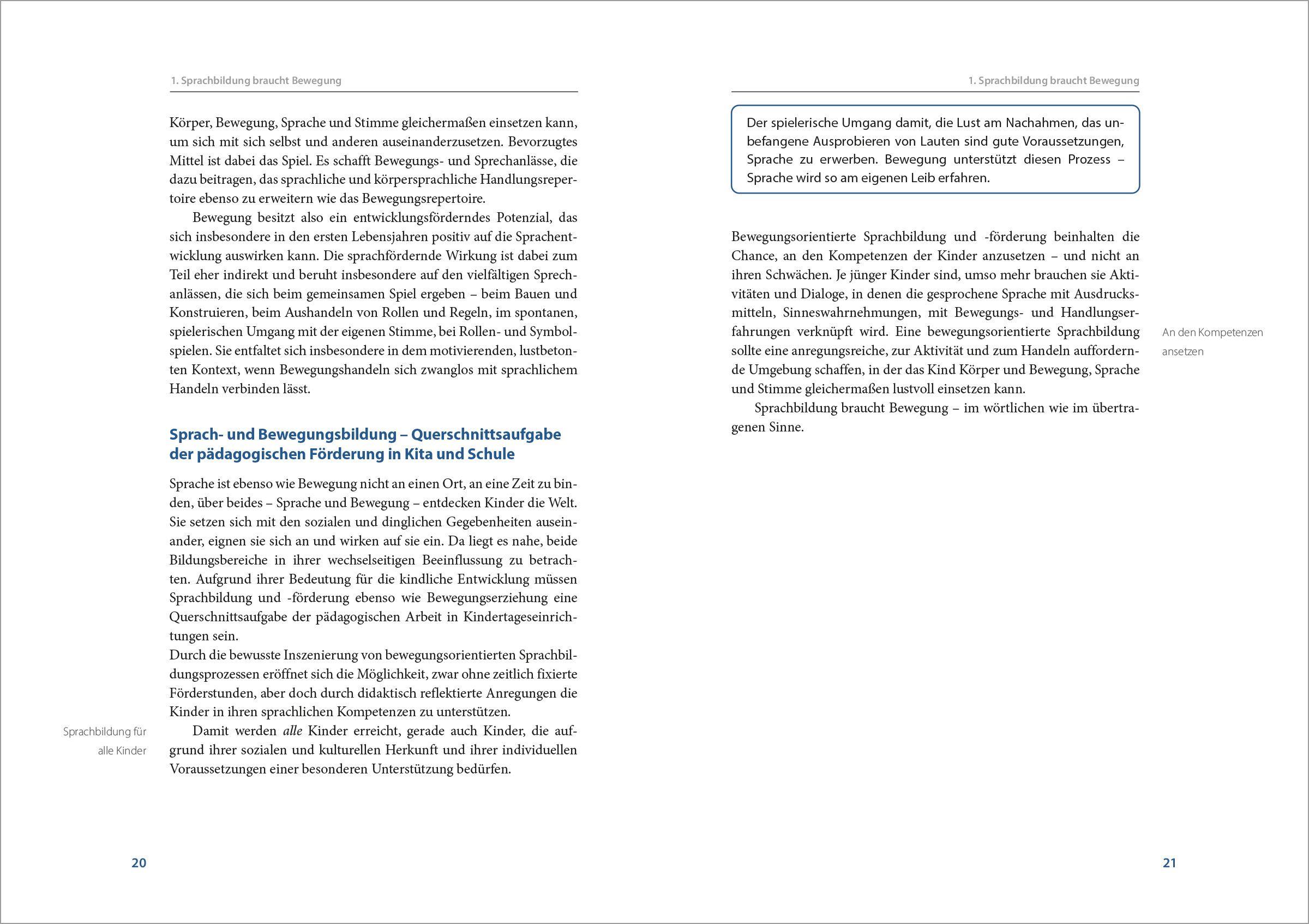 Beispielinhalt (Bild) Handbuch Sprache und Bewegung