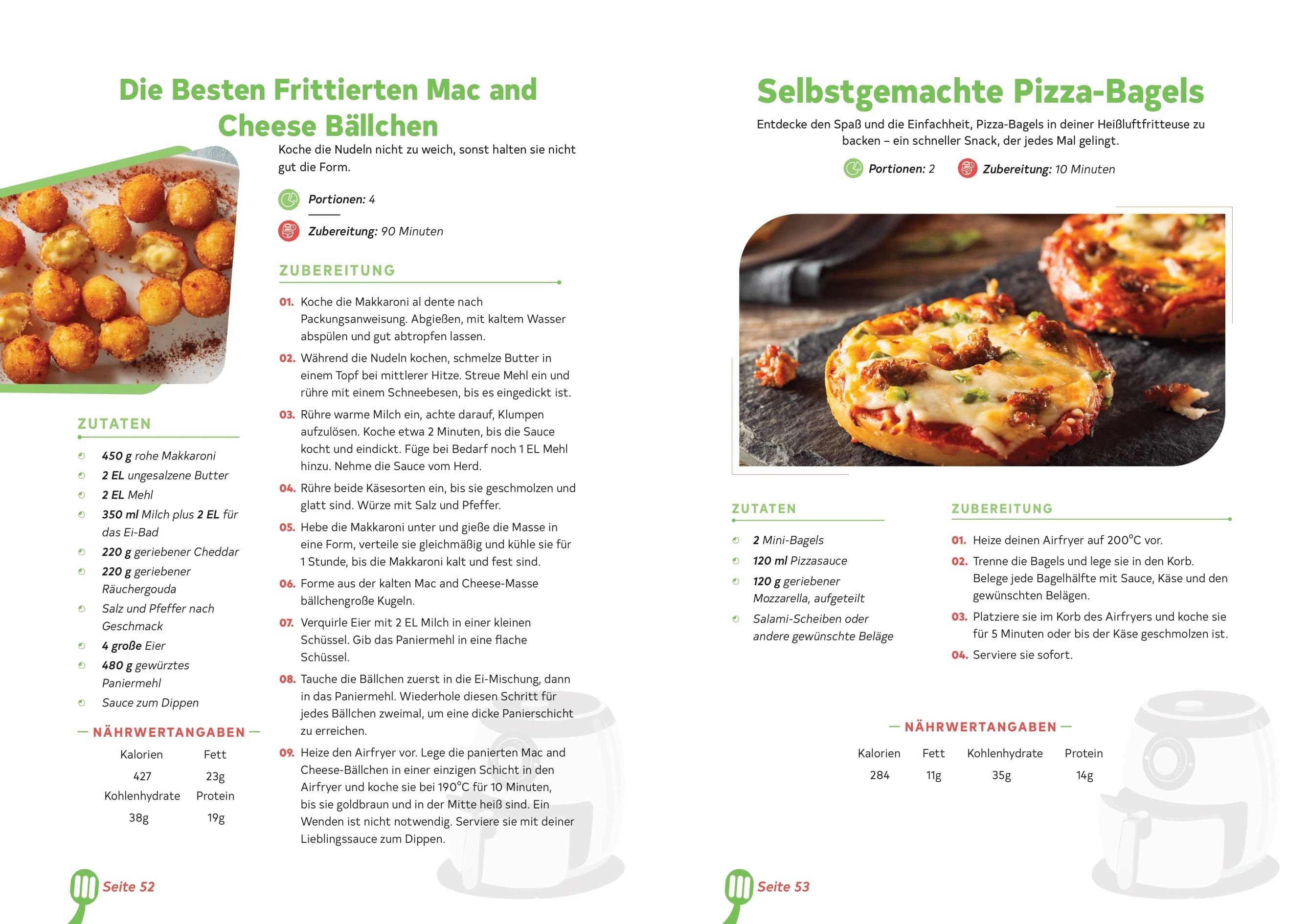 Beispielinhalt (Bild) Heißluftfritteuse leicht gemacht! Über 100 Einfache & Geniale Rezepte für den Alltag inkl. hochwertiger Farbfotos | Das Heissluftfritteuse Kochbuch inkl. Einsteiger Tipps vom Friteusen-Profi