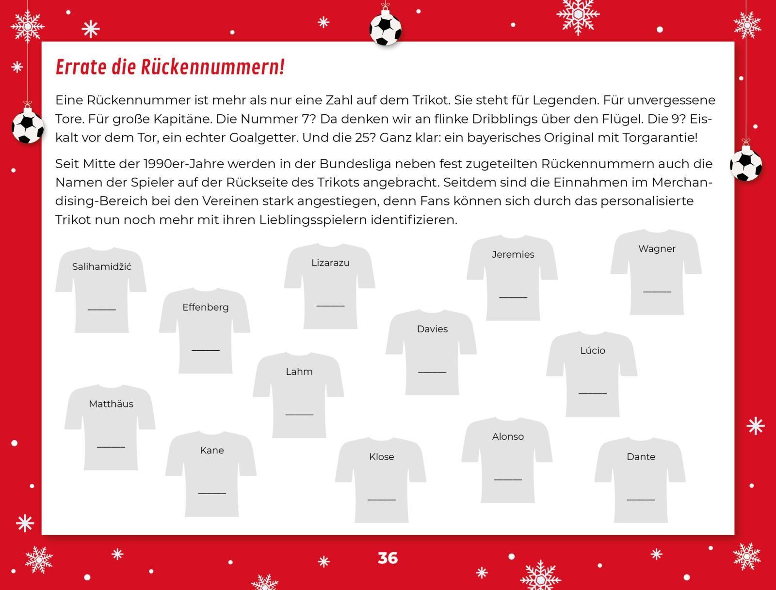 Beispielinhalt (Bild) Der inoffizielle Adventskalender für Fans des FC Bayern München