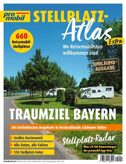 Vorderes Coverbild promobil Stellplatz-Atlas 02/2025