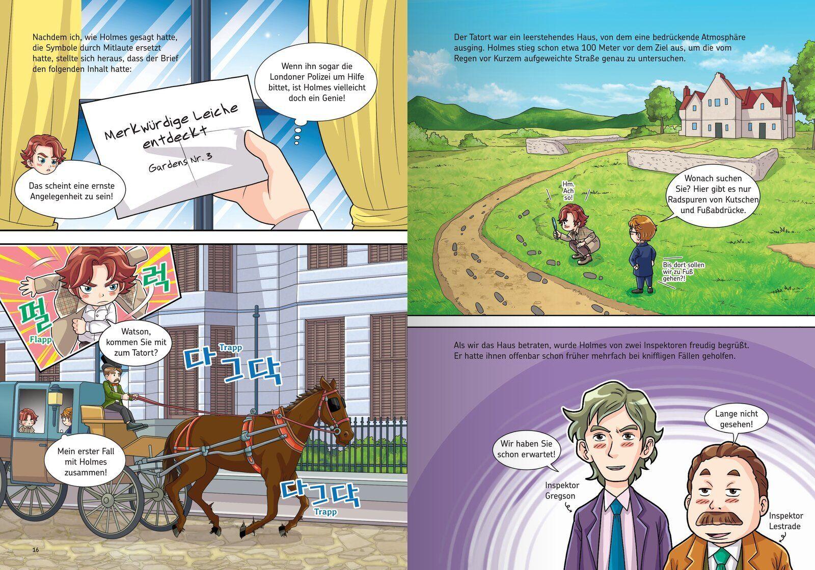 Beispielinhalt (Bild) Manhwa für Kids: Sherlock Holmes (Band 1) - Eine Studie in Scharlachrot