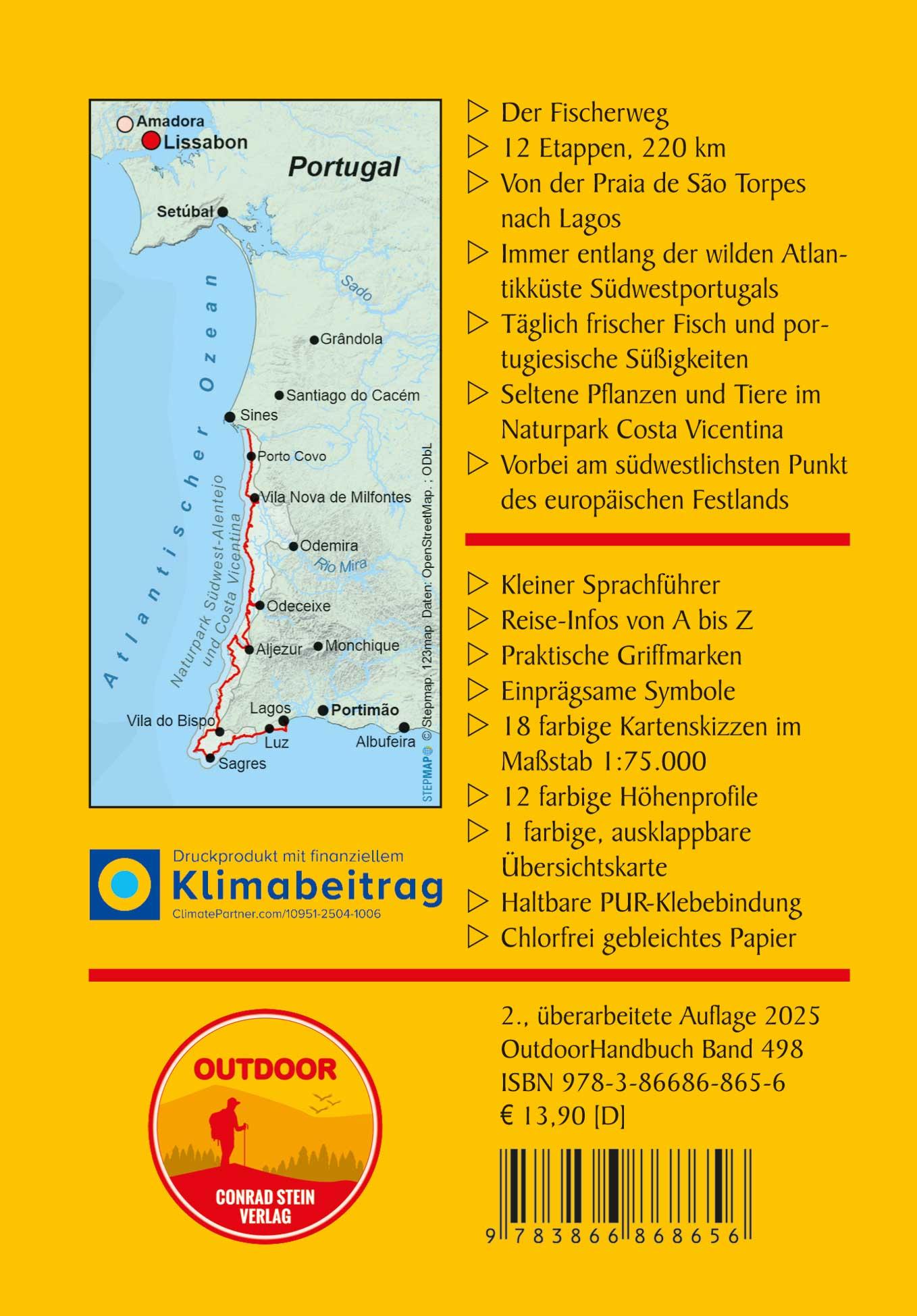 Rückseitencover Portugal: Fischerweg von der Praia de São Torpes bis Lagos