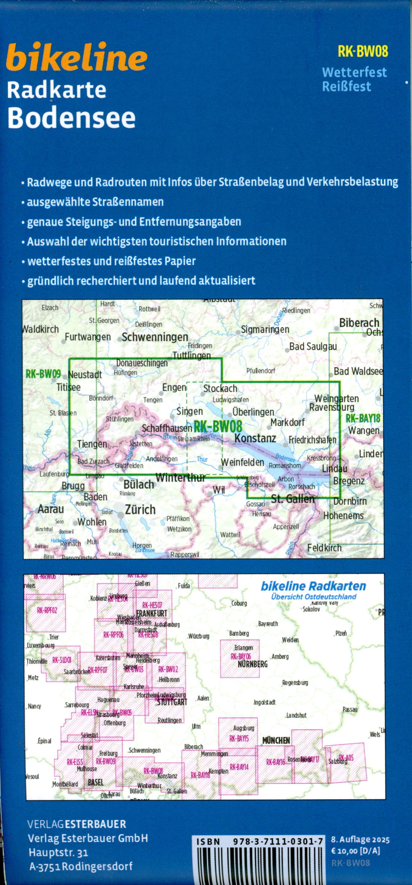 Beispielinhalt (Bild) Radkarte Bodensee (RK-BW08)