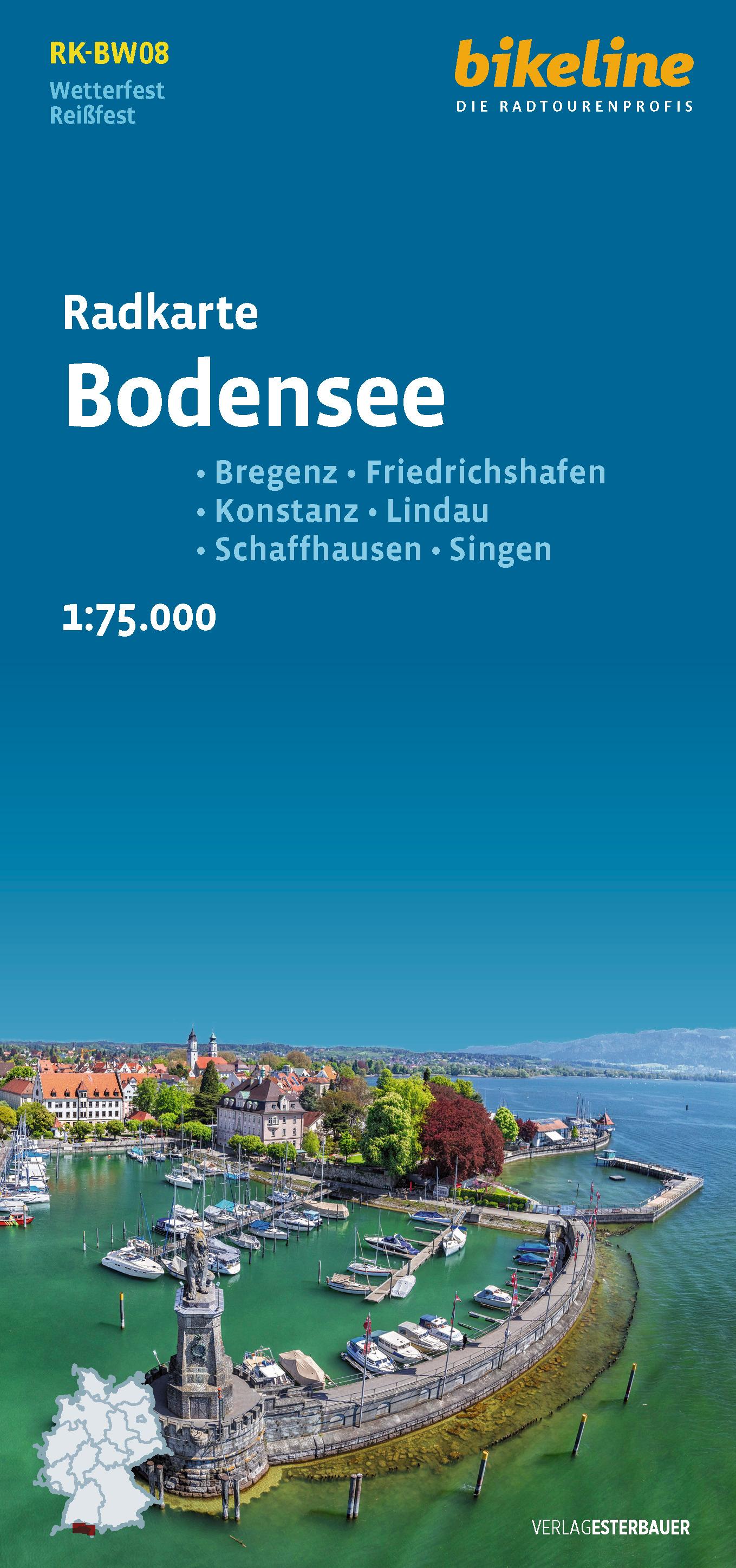 Vorderes Coverbild Radkarte Bodensee (RK-BW08)