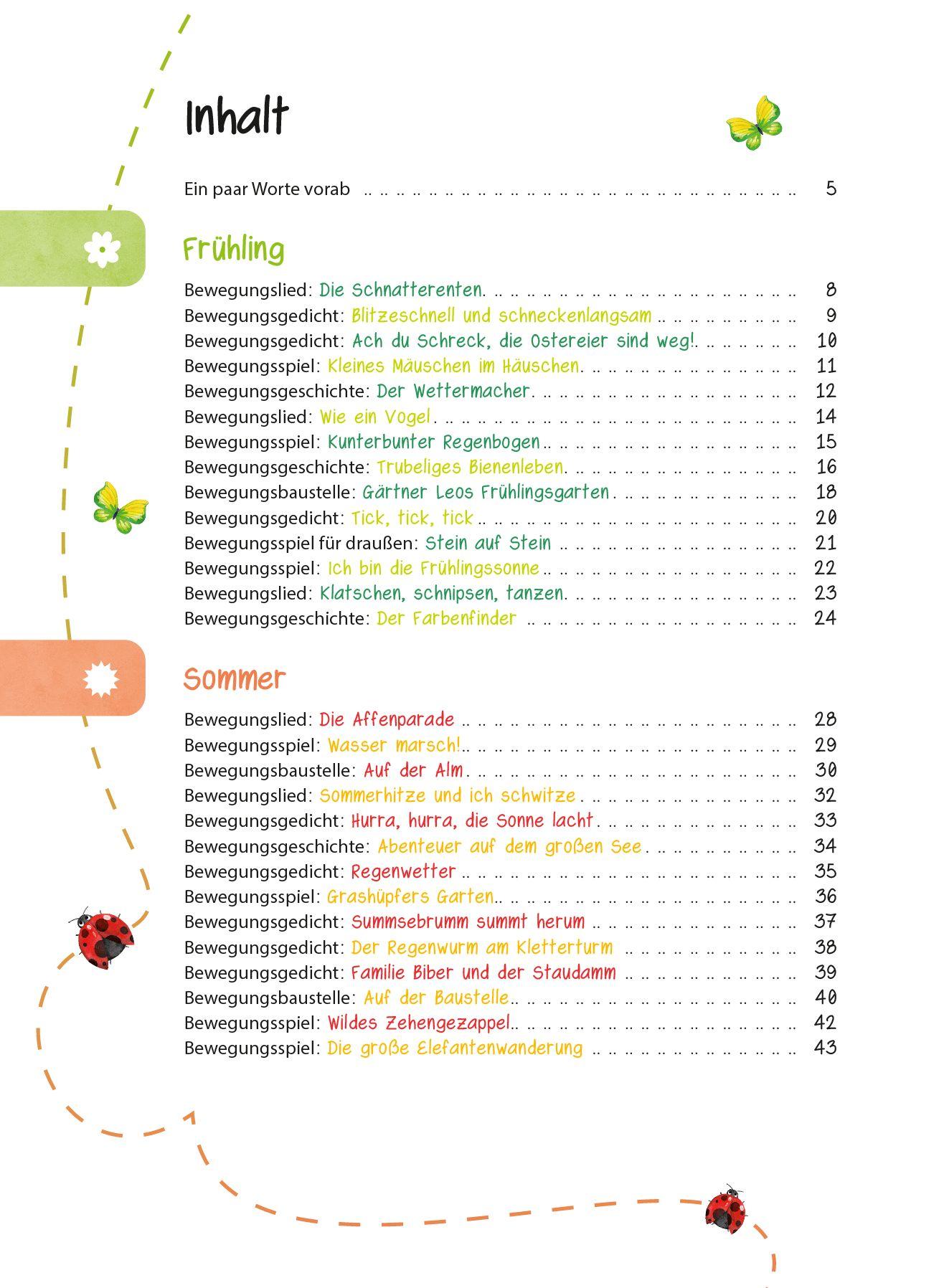 Beispielinhalt (Bild) Das Kita-Jahreszeitenbuch: Bewegungspiele & Mitmachideen