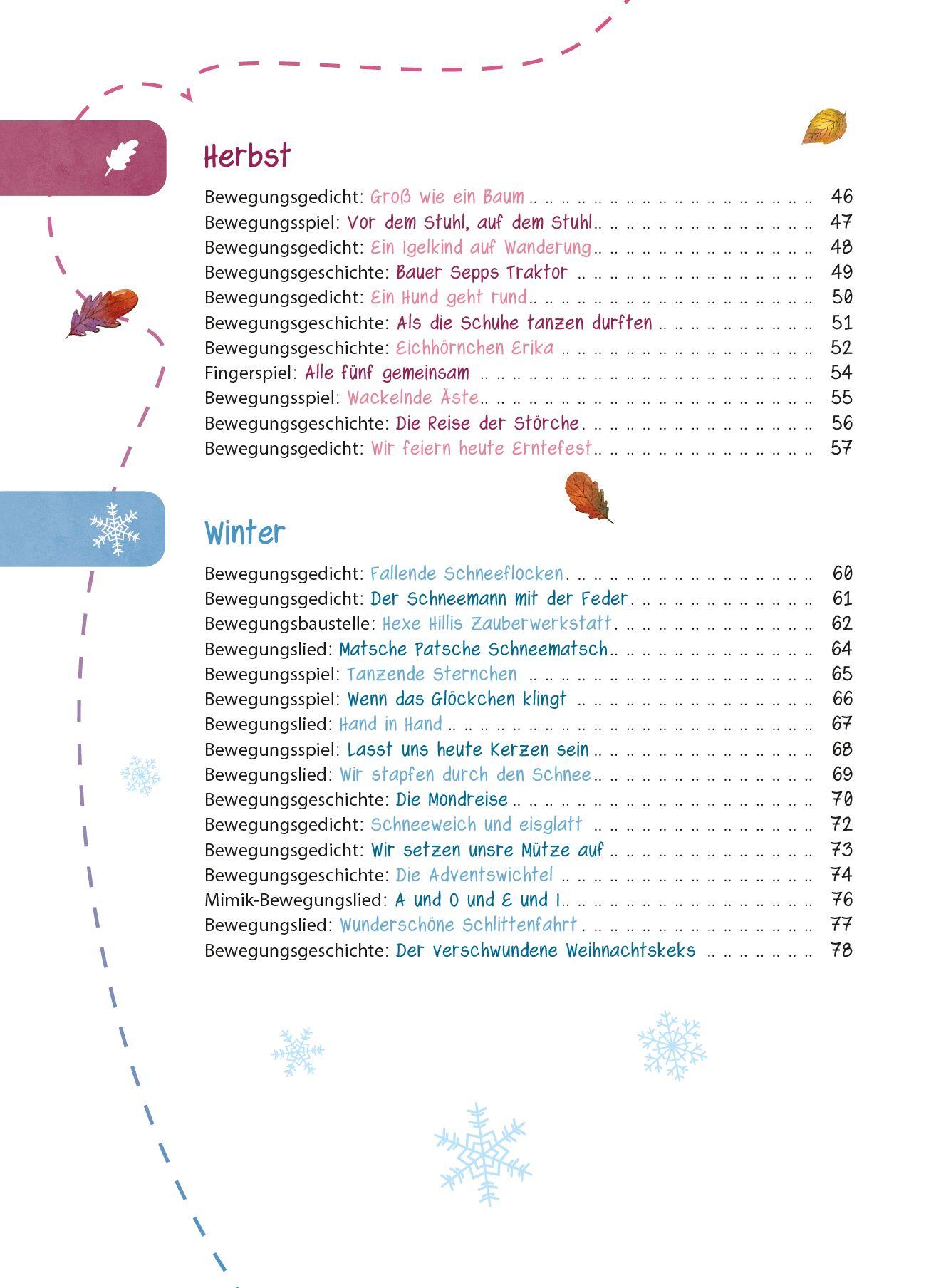 Beispielinhalt (Bild) Das Kita-Jahreszeitenbuch: Bewegungspiele & Mitmachideen