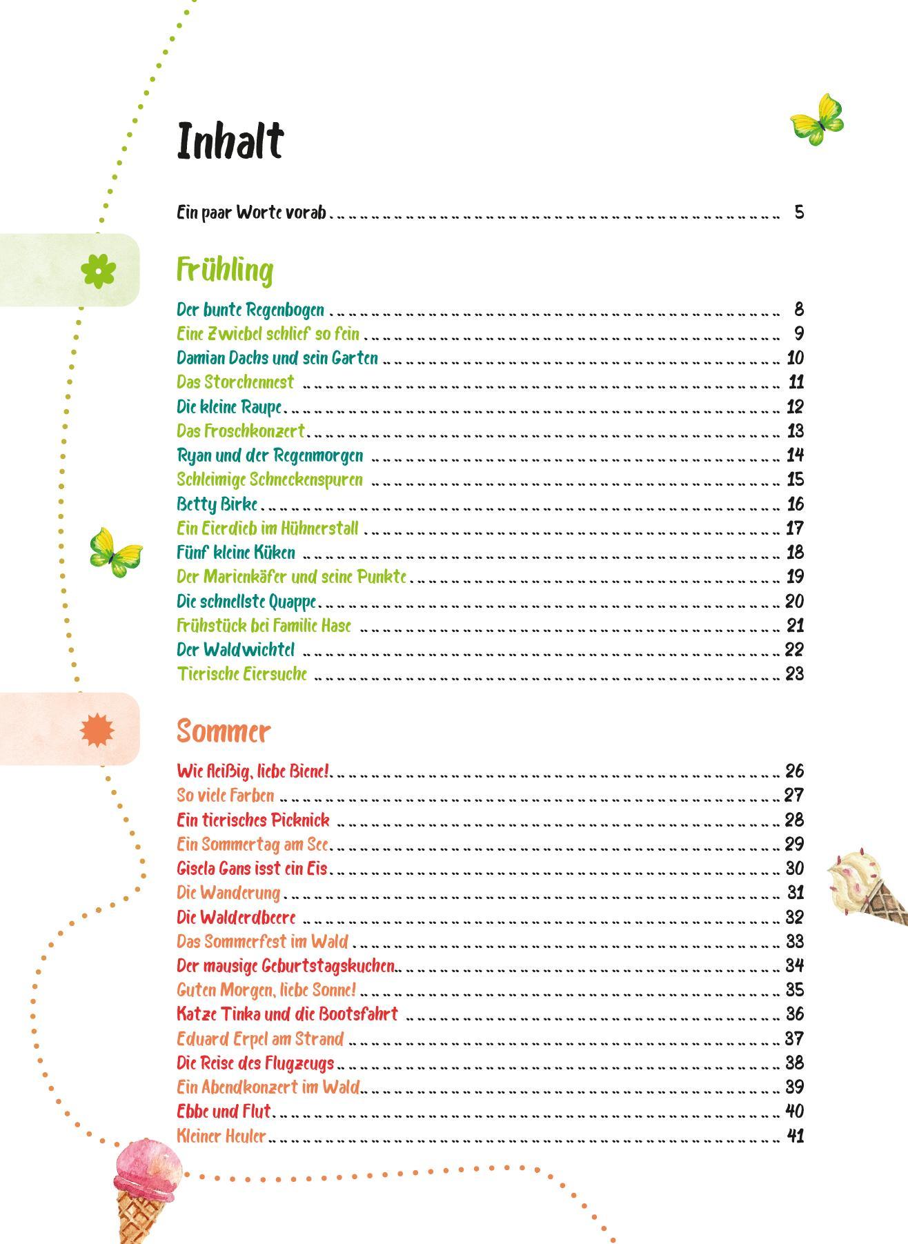Beispielinhalt (Bild) Das Krippen-Jahreszeitenbuch: Geschichtensäckchen