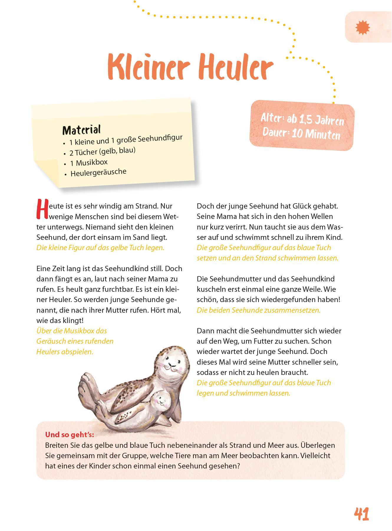 Beispielinhalt (Bild) Das Krippen-Jahreszeitenbuch: Geschichtensäckchen