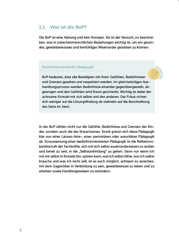 Beispielinhalt (Bild) Bedürfnisorientierte Pädagogik (BoP) verstehen, einordnen, anwenden