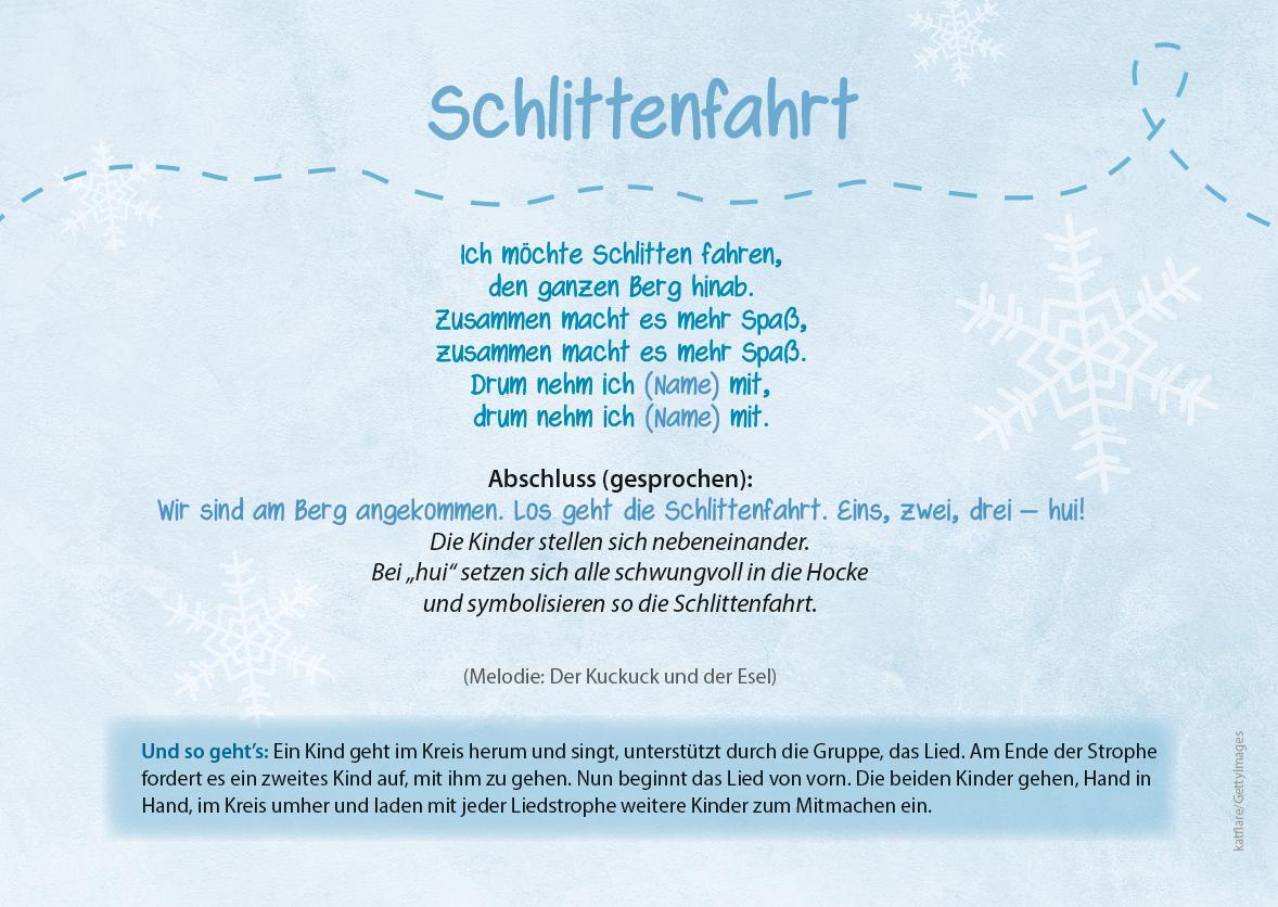 Beispielinhalt (Bild) Die Kita-Jahreszeiten-Karten: 32 Spiellieder für den Winter