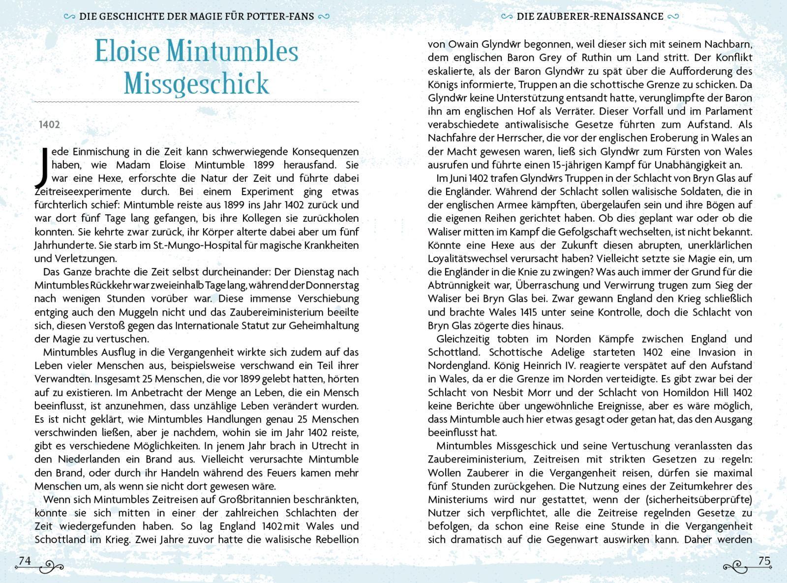 Beispielinhalt (Bild) Die Geschichte der Magie für Potter-Fans